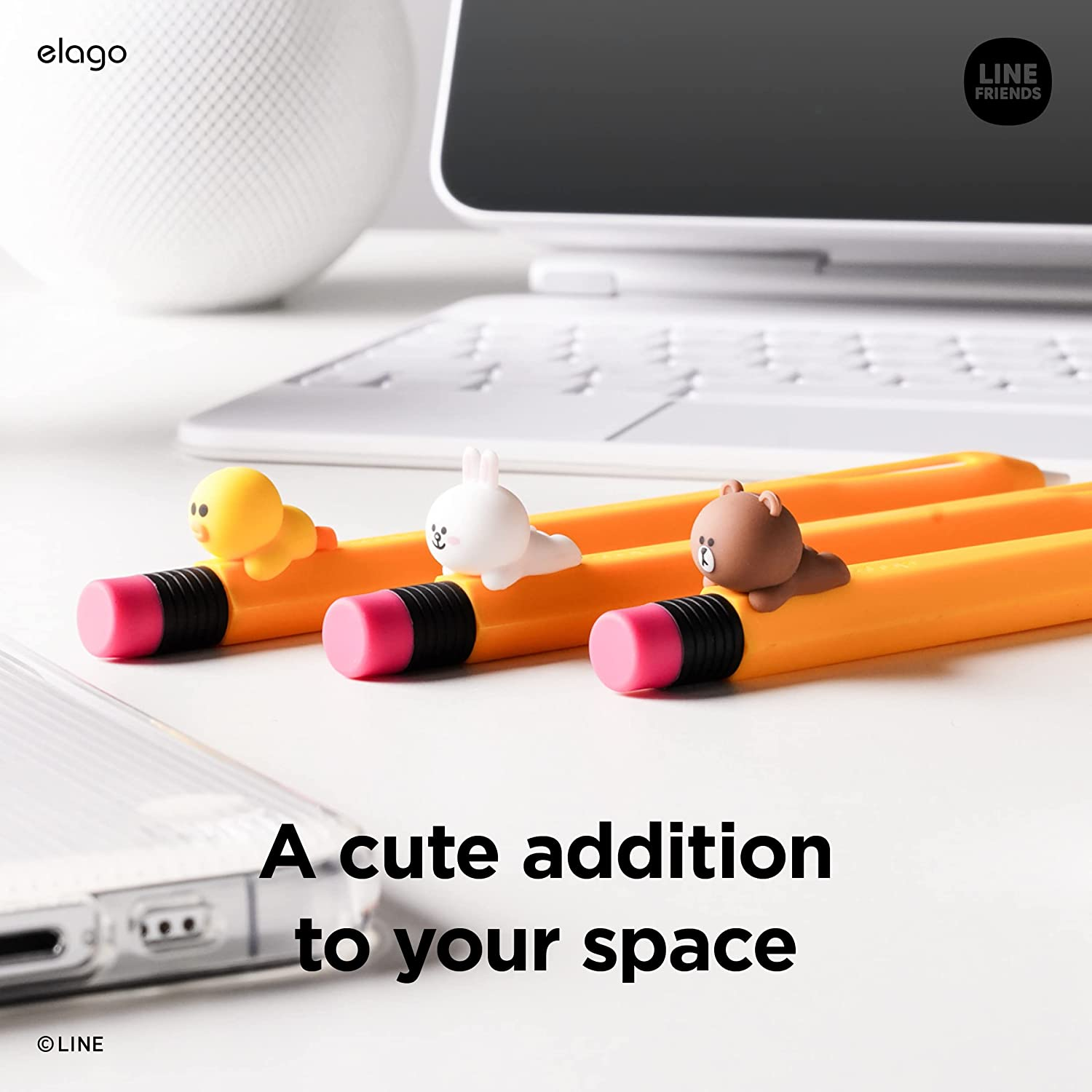 Elago | LINE Friends Compatible with Apple Pencil Pro Case & Apple Pencil 2Nd Generation Case, Compatible with Magnetic Charging, Double Tap, Squeeze, Haptic (Brown) image number 3