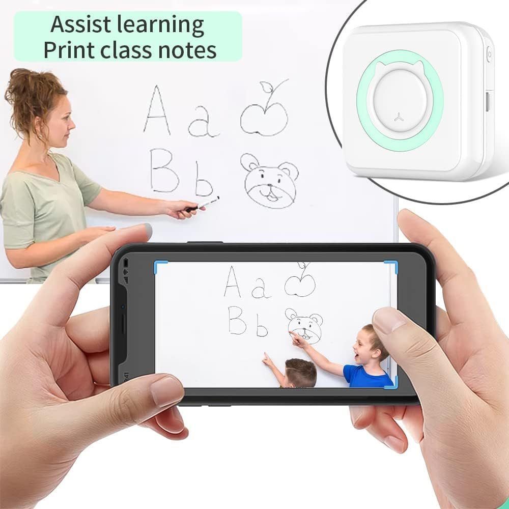 Mini Sticker Printer, Mini Thermal Printer, Mini Pocket Printer for Customized, Portable Printer for Phone, Pocket Label Printer for Memo Note (8Pcs Print Paper+5Pcs Sticker)