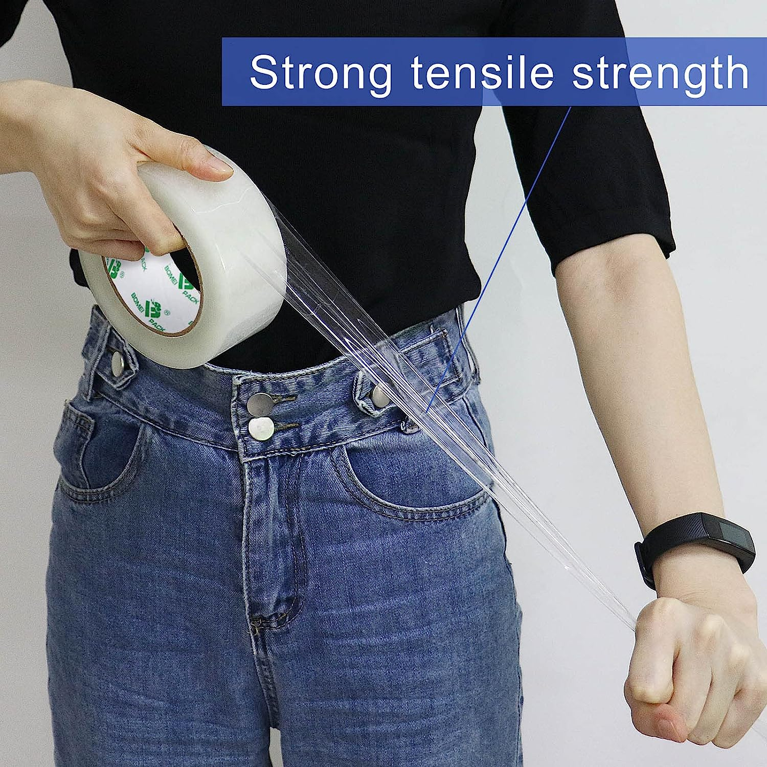 BOMEI PACK Clear Packing Tape, Heavy Duty Packaging Tape for Moving Shipping Sealing and Storage,1.96Mil Thick, 3 Rolls 1.88 Inch X 100M,Total 300M image number 6