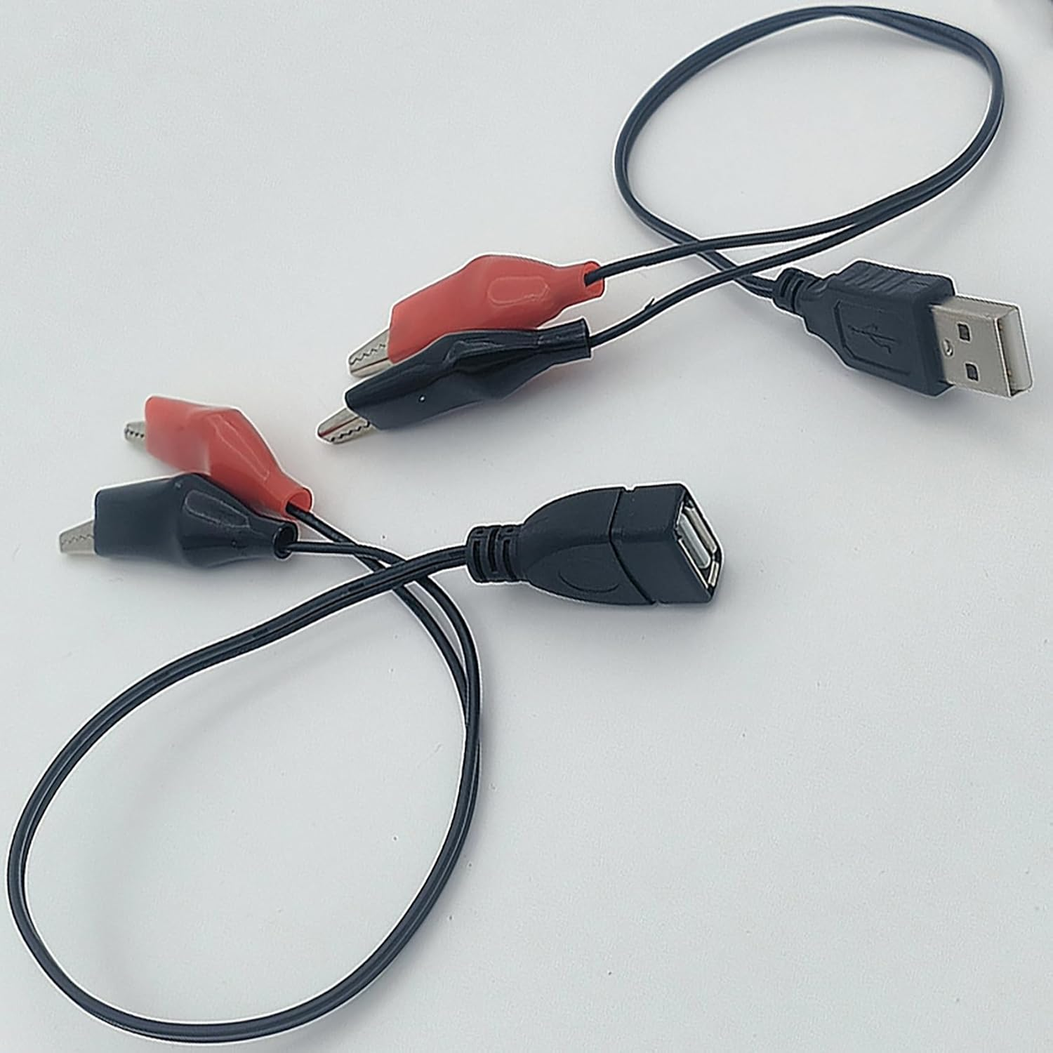 Tunghey 4Pack USB to Dual Copper Alligator Clips Test Leads Set Male Female USB Connector Crocodile Clips for Electrical Circuit Testing 0.6M image number 6