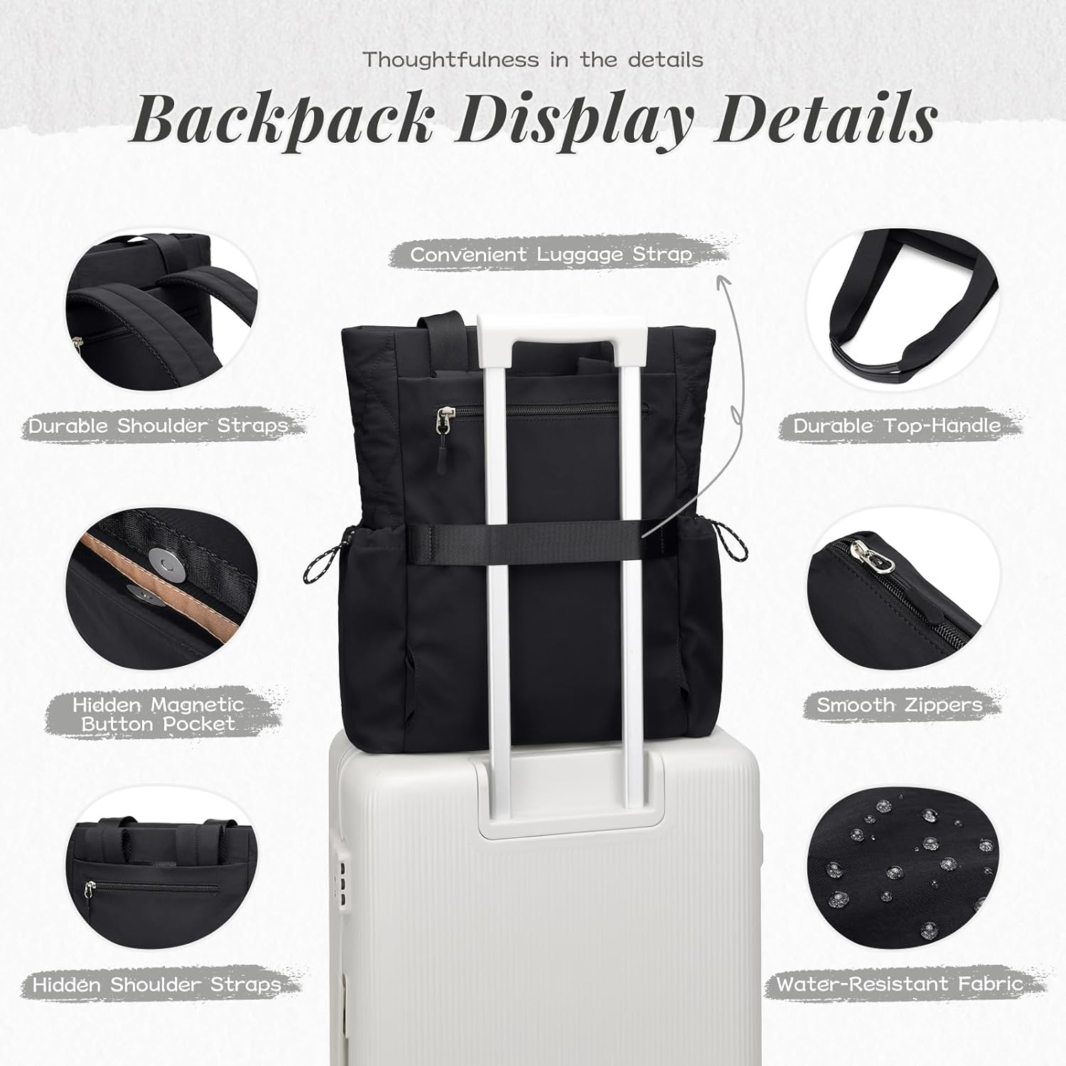 GOLF SUPAGS Convertible Laptop Backpack Yoga Bag Quilted Tote Bag Yoga Mat Carrier Bag for Travel Fitness Office and Shopping - Gravel Brown  Beige image number 3