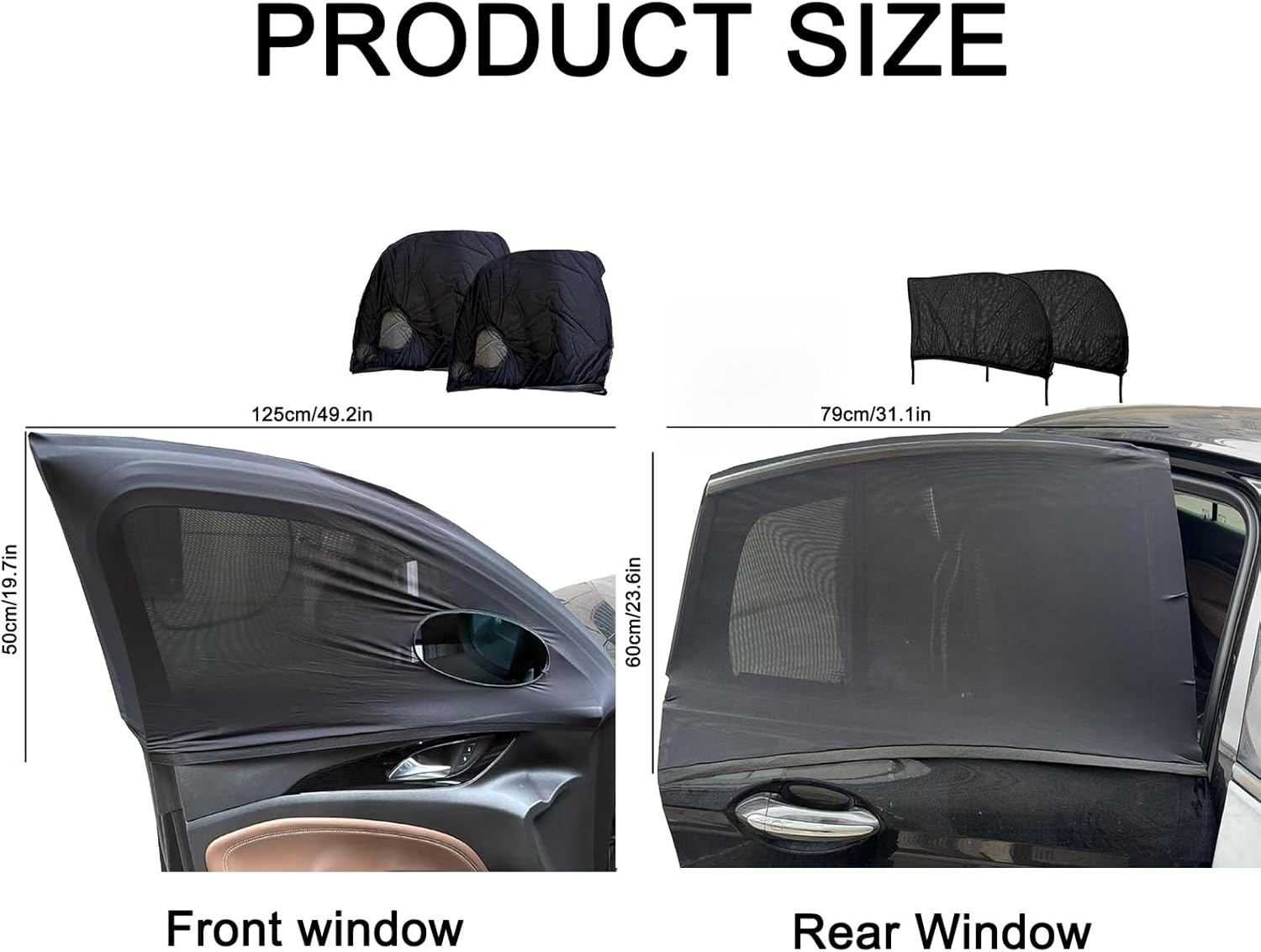 Car Side Window Sun Screens, Stretchy Mesh Sunshade & Mosquito Net Protector, Universal Fit for Most Cars, Suvs, and Trucks (Front&Rear Windows) image number 4