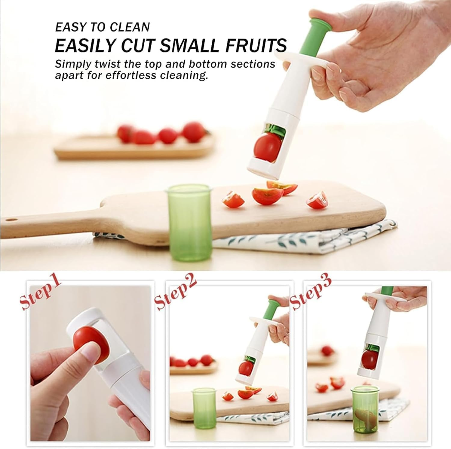 KOMUNJ Grape Slicer, Grape Slicer, Fruit Cutter for Cherry, Creative Cutting Tools for Salad Gadgets for Kids Party image number 1