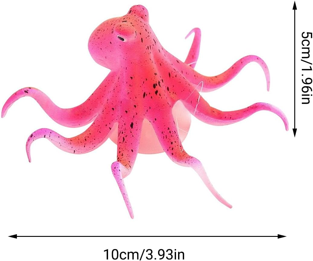 AIMALL 3.93 Inch Simulation Octopus Aquarium Decoration - Fluorescent Marine Ornament for Freshwater and Seawater Fish Tank Landscaping - Green image number 2
