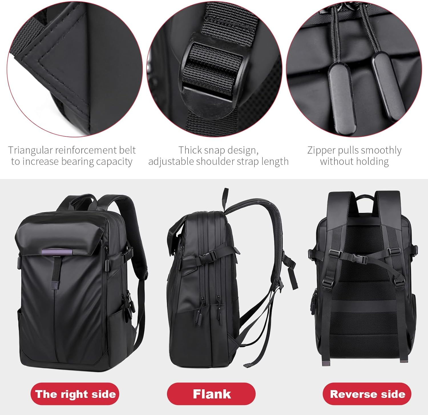 Laptop Backpack,Travel Backpack School Bag Business College Big Sport Backpacks with 3 Compartments, Water Resistant PU Leather, Unisex Backpack image number 2