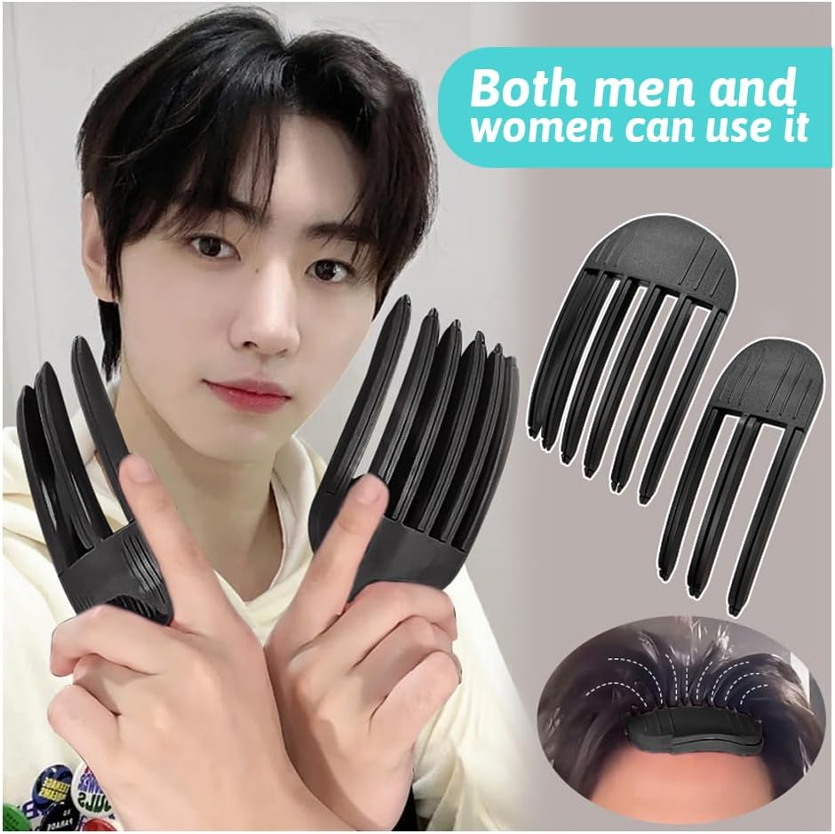 2 Pcs Volumizing Hair,Hair Root Smooth & Sturdy Wide Tooth Plastic Afro Pick Pcs 3/6 Teeth Comb Root for Curly Hair Volume,Root Lifting Hair Clipvolumzing Roll Instant Hair Styling Tools for Women (Two Size) image number 1