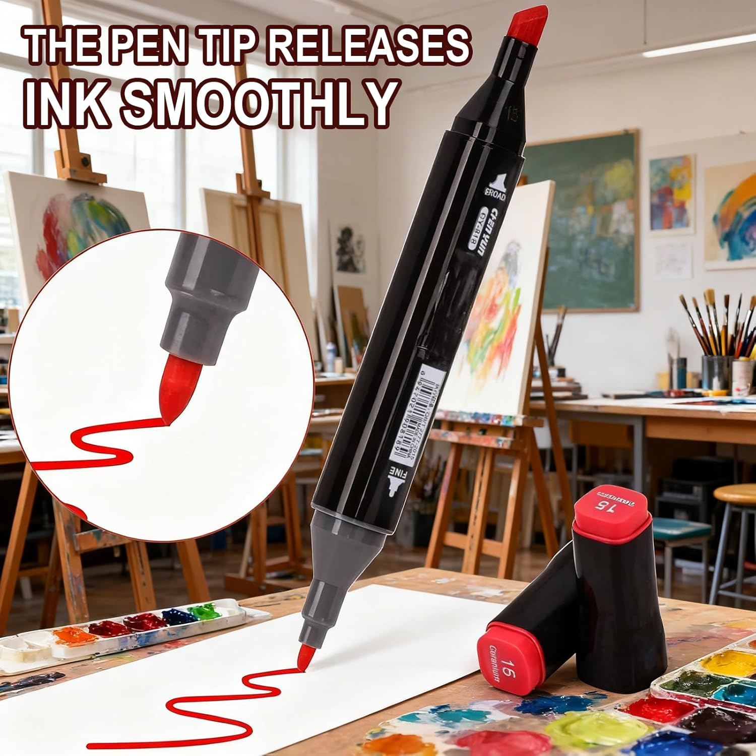 Fitbliss 120 Colors Alcohol Markers, Premium Dual Tip Artist Art Markers Set for Adult Kid, Sketch Markers Pen, Permanent Alcohol Based Markers, Coloring Sketching Drawing Markers with Case image number 1