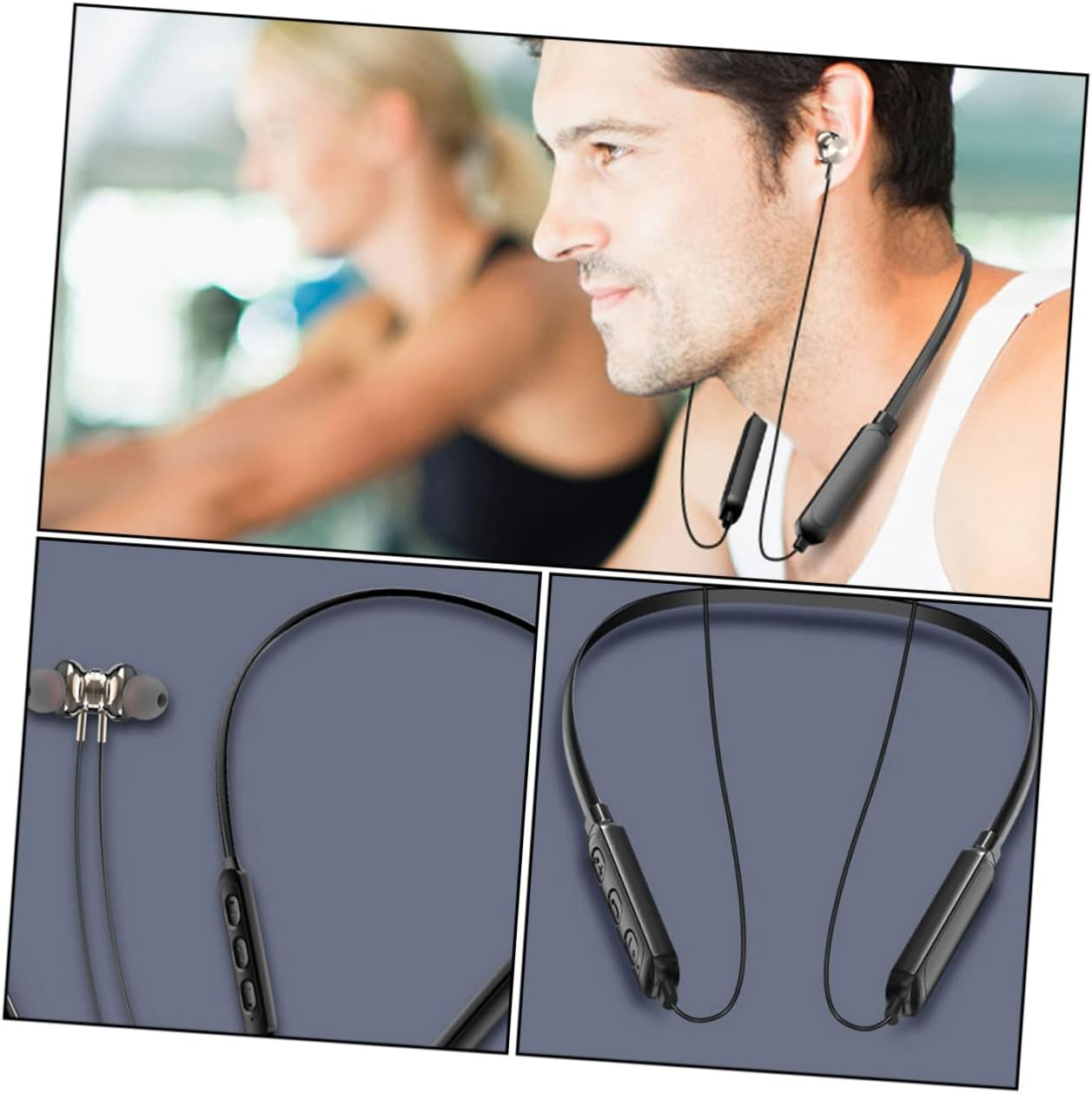 SHOWERORO Wireless Neckband Wireless Earbuds 5.0 Waterproof Sweat-Resistant In-Ear Headphones for Sports Running Gym with Magnetic Closure Compact Stereo Headset image number 6