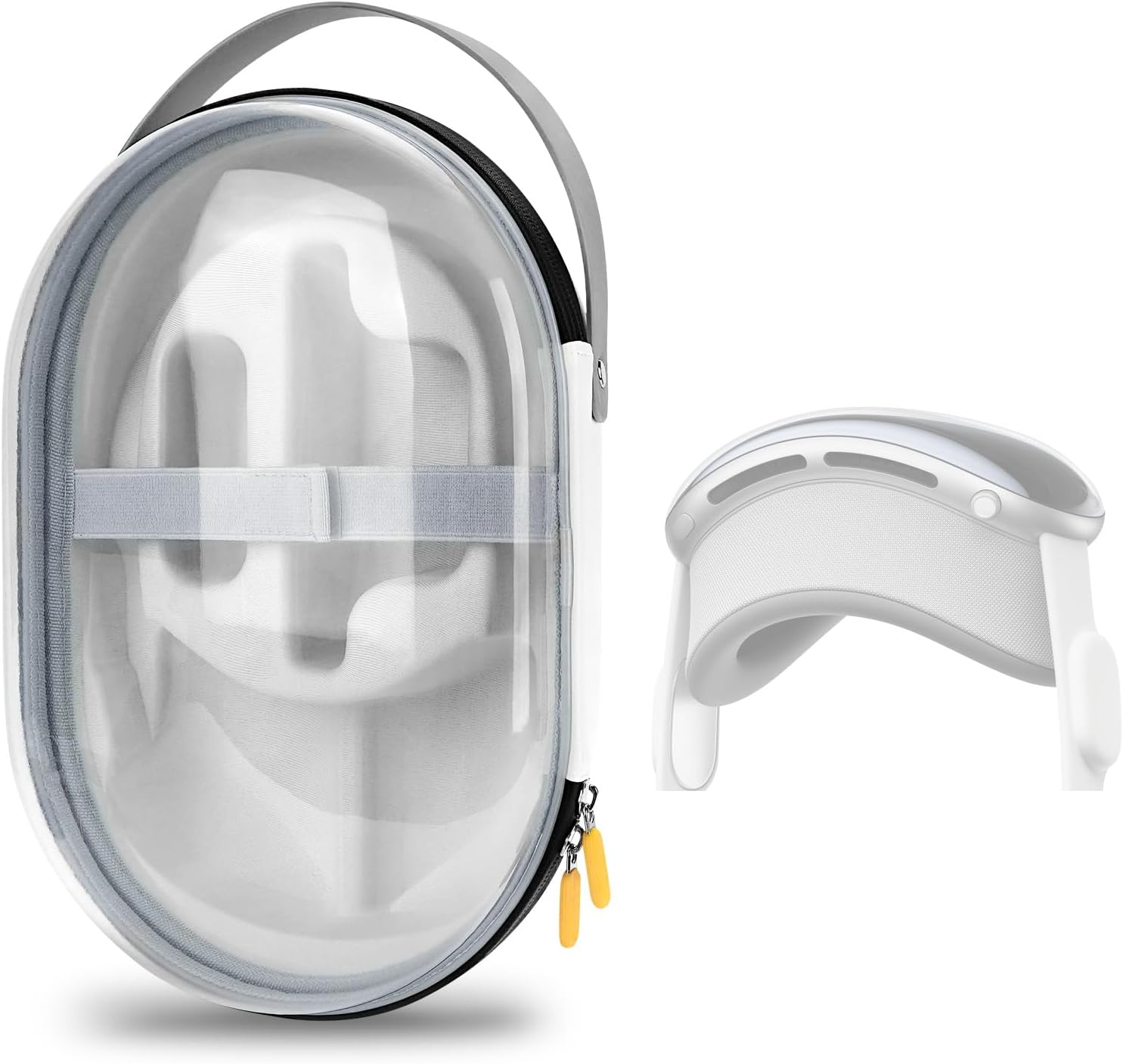 Geekria Shield Hard Carrying Case Compatible with APPL Vision Pro, Portable Bag Protect VR Device and Accessories, Drop and Scratch Proof Compact Travel Case for Vision Pro (Clear)