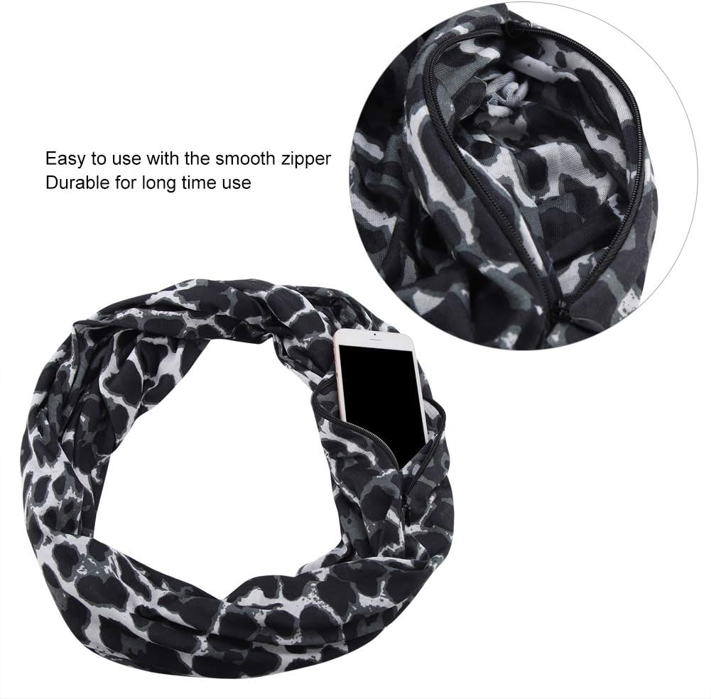 ANKROYU Reusable Loop Scarf Storage Bag with Zipper Multipurpose Travel Accessory for Wallet Passport Small Items Polyester Golden Silver 165 180Cm image number 2