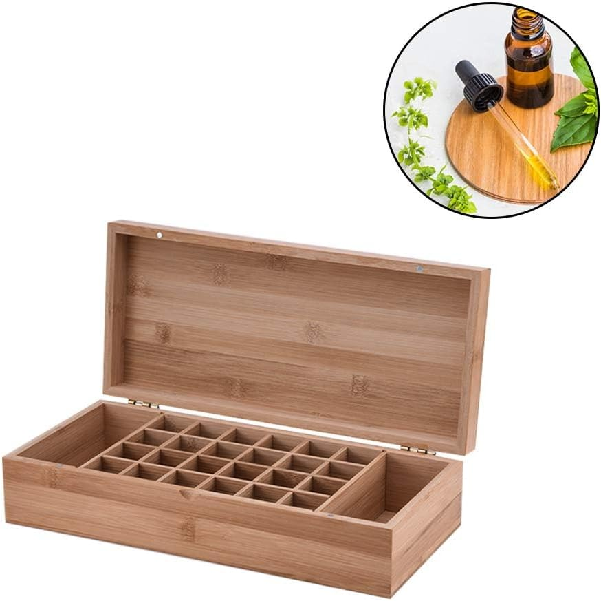 Pure Vie Essential Oil Bamboo Storage Box Travel Display Presentation, Holds 26 Bottles for 5, 10, 15Ml - Aromatherapy Organizer Nail Polish Fragrance Container - Keep Your Oils Safe & Space Saver image number 5