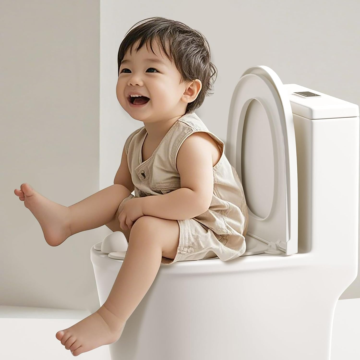 TOTCOZY Portable Folding Toilet Seat for Toddlers, New Upgraded Anti-Pinch Design, Travel Potty Training Seat with Splash Guard, Storage Bag, White image number 3