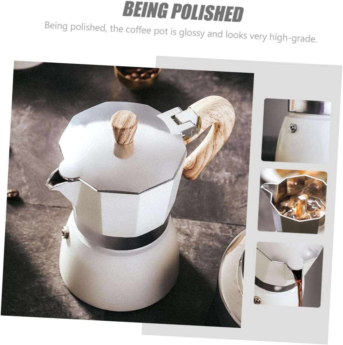 VINTORKY Aluminum Pot Hand Brew Coffee Maker Portable Espresso Pot Dripper for Tea House image number 5