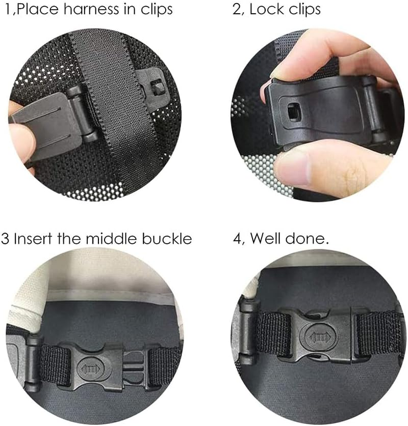 2 Pack Baby Car Safety Seat Strap Clip, Chest Harness Clip Anti-Slip Baby Chest Clip Guard Compatible with Seats, Strollers, High Chairs, Schoolbags, Max. for 1.5 Inch Width Harness (Black Set of 2) image number 5