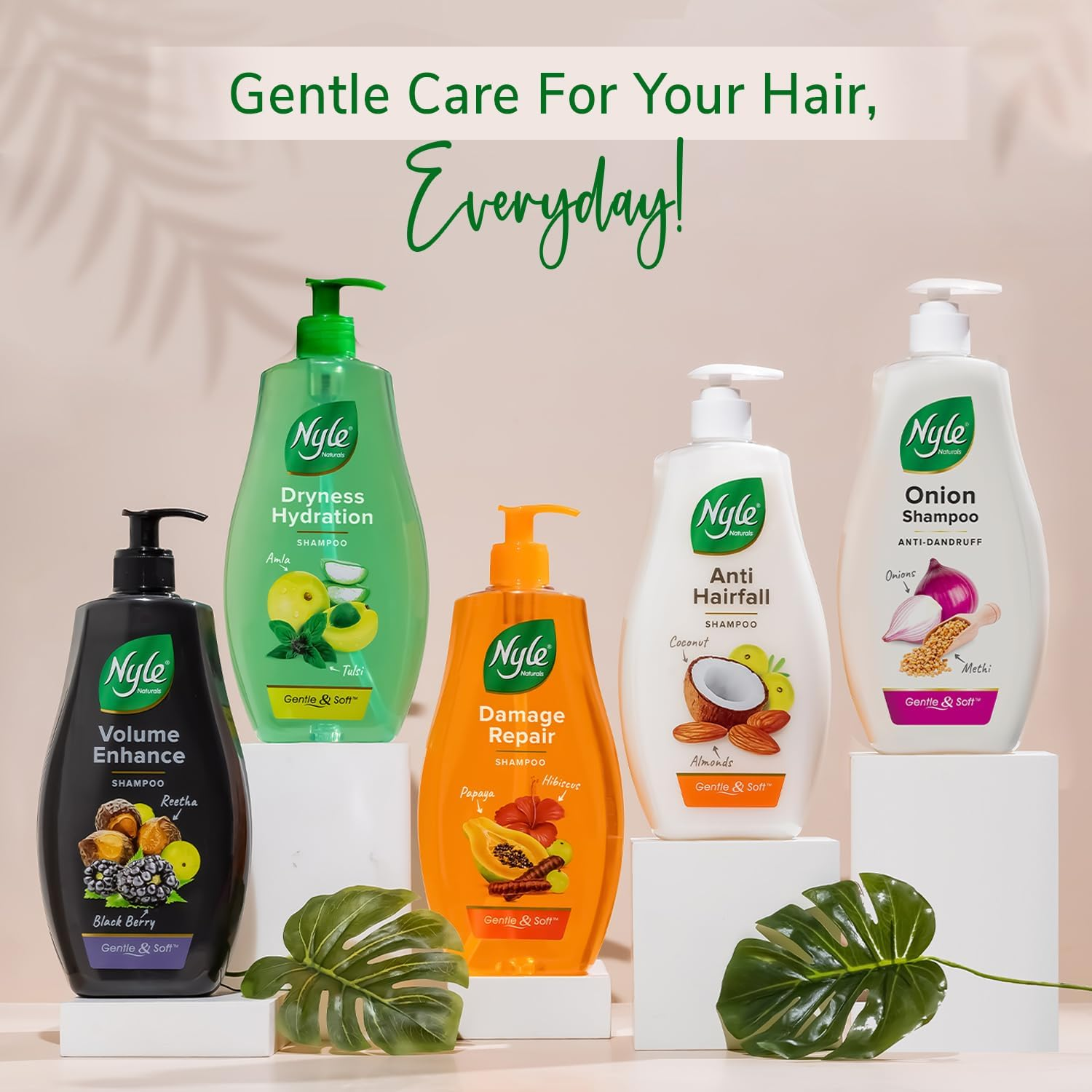 Nyle Naturals Silky and Smooth anti Hairfall Shampoo, with Tulsi and Amla, 800Ml, Green, (NYAM0800SNS01R) image number 4