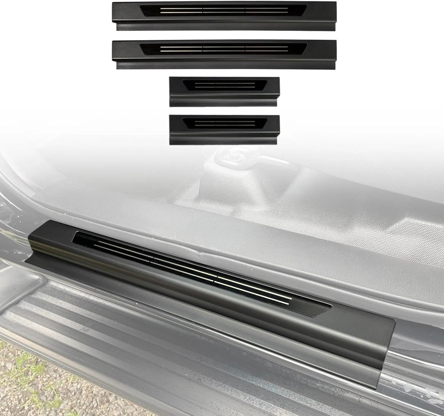 Door Sill Protector Compatible with Isuzu D-MAX/DMAX Dual Cab 2020-Onwards, Tailored Fit Door Entry Guard, Black ABS Anti-Scratch Scuff Plate Trim Cover, Door Threshold Protection image number 1