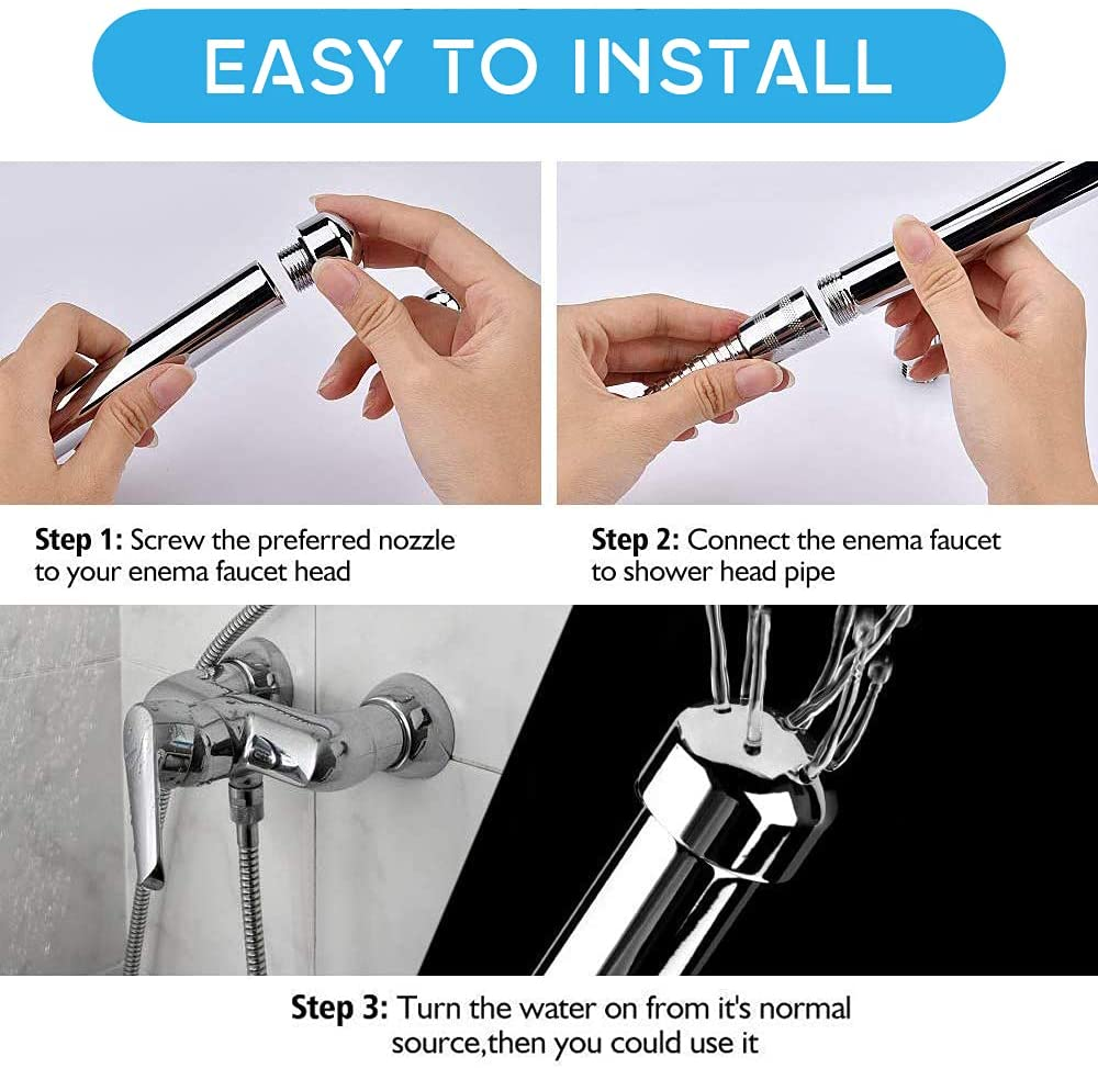 Enema Shower with 3 Nozzle for Colonic Douche System (Sliver) (Three-Piece Suit) image number 4