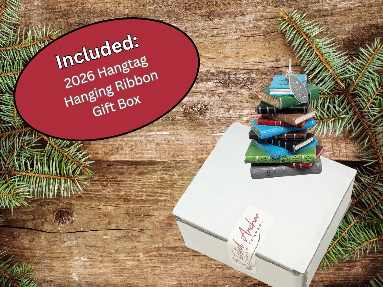 2025 Bookworm Ornament, Library Ornament, Librarian Christmas Ornament, Great Book Club Ornament or Teacher Gift - Stack of Books