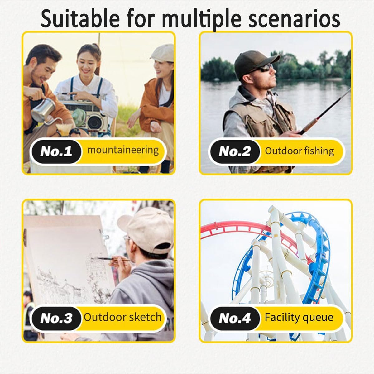 AIMALL Portable Folding Camping Stool with Carrying Bag, Lightweight Compact Small Chair, Oxford Fabric Seat, Metal Frame, Ideal for Outdoor Hiking, Fishing, Picnics (11X11In) image number 5