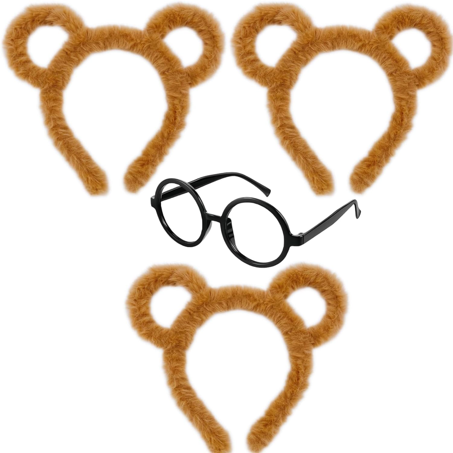 Chipmunks Garment Accessory Sets 1 round Glasses Frame and 3 Ears Headband for Cosplay Halloween Party