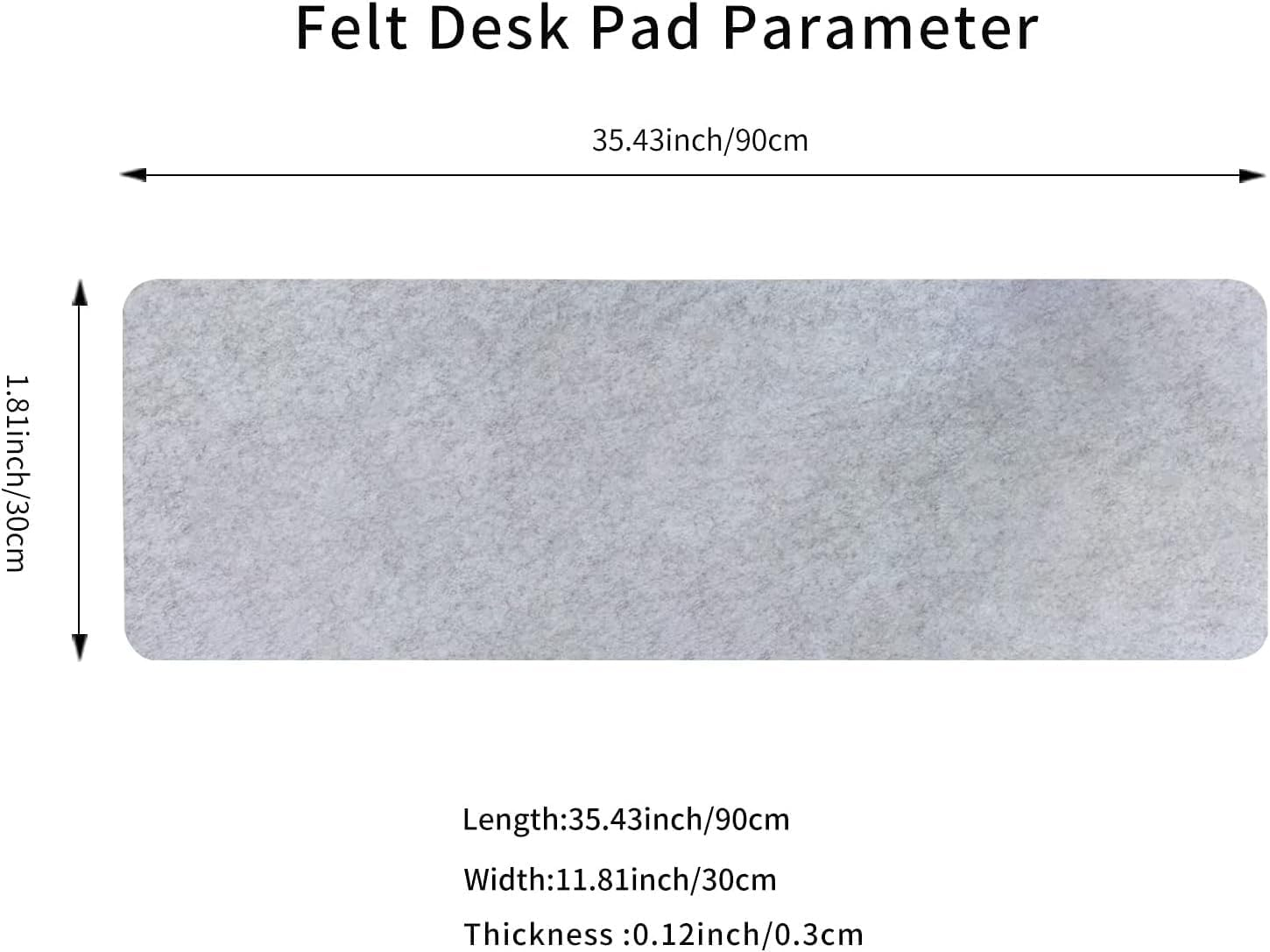 Desk Pad, Desk Protector Pad, Non-Slip 0.12 Inch Thick Large Mouse Pad, Felt Desk Mat, Writing Mat for Office and Home (Light Gray, 90 * 30CM) image number 6