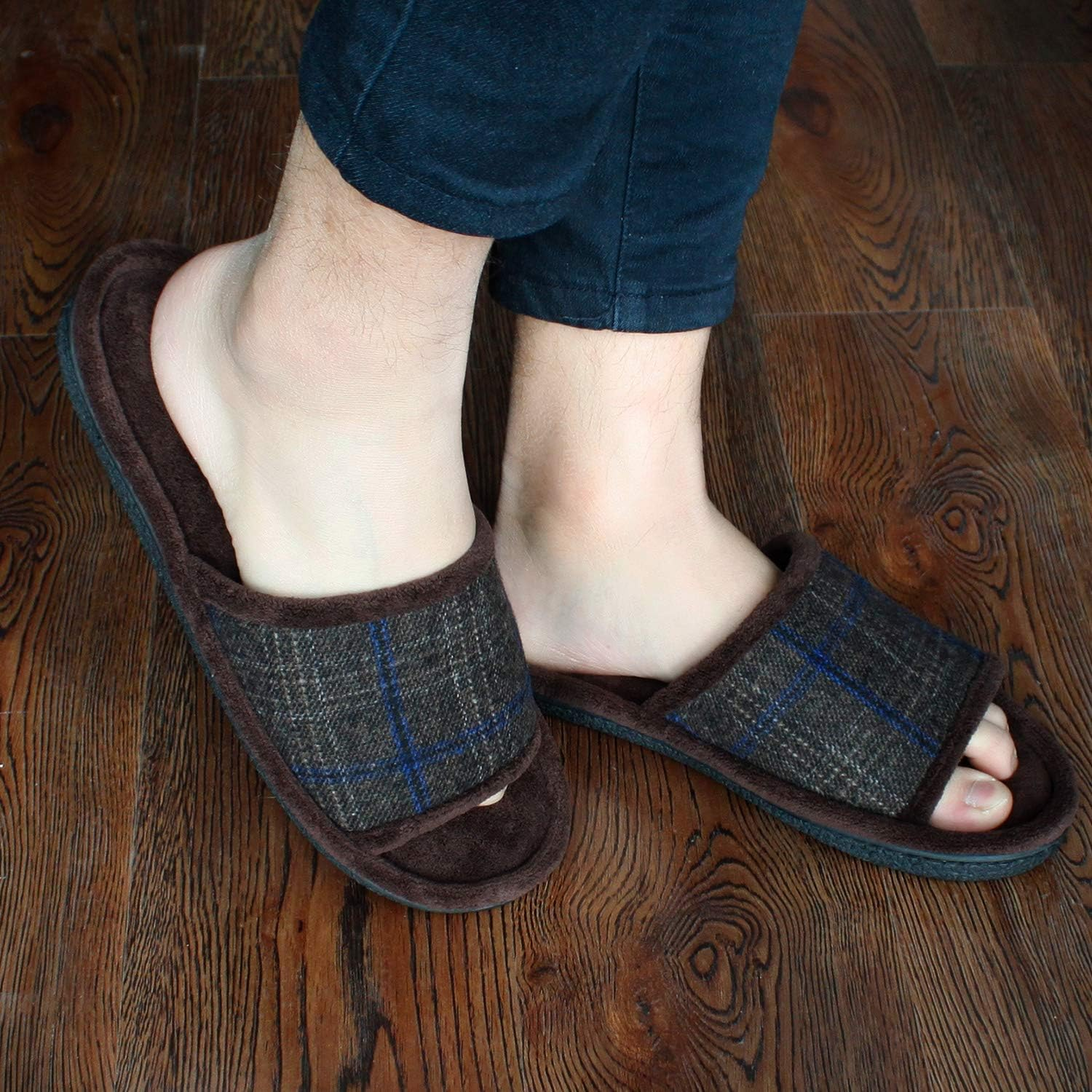 Magtoe Men'S Open-Toe Memory Foam Spa Slide Slippers Comfort Indoor Outdoor Slip-On Shoes image number 7