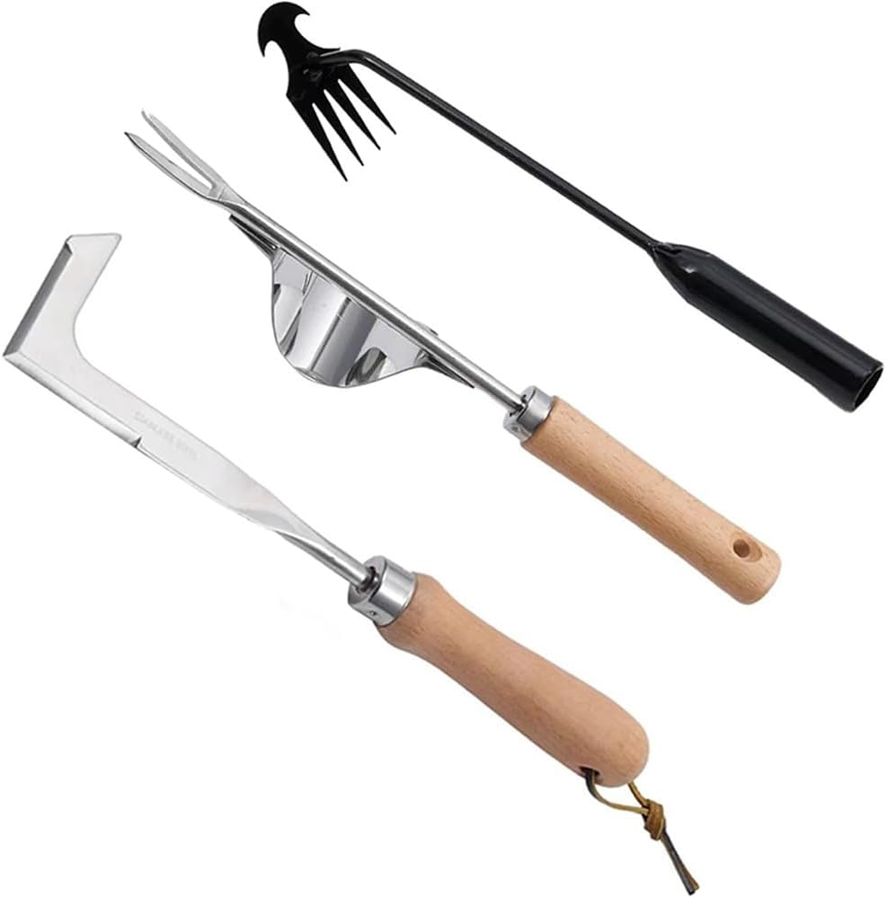 3-Piece Weeding Tool Set, Stainless Steel Digging Grass Tool, Paving Slab Moss Removal, L-Shaped Gardening Crevice Weeding Sickle, for Lawn Edger and Driveway image number 4