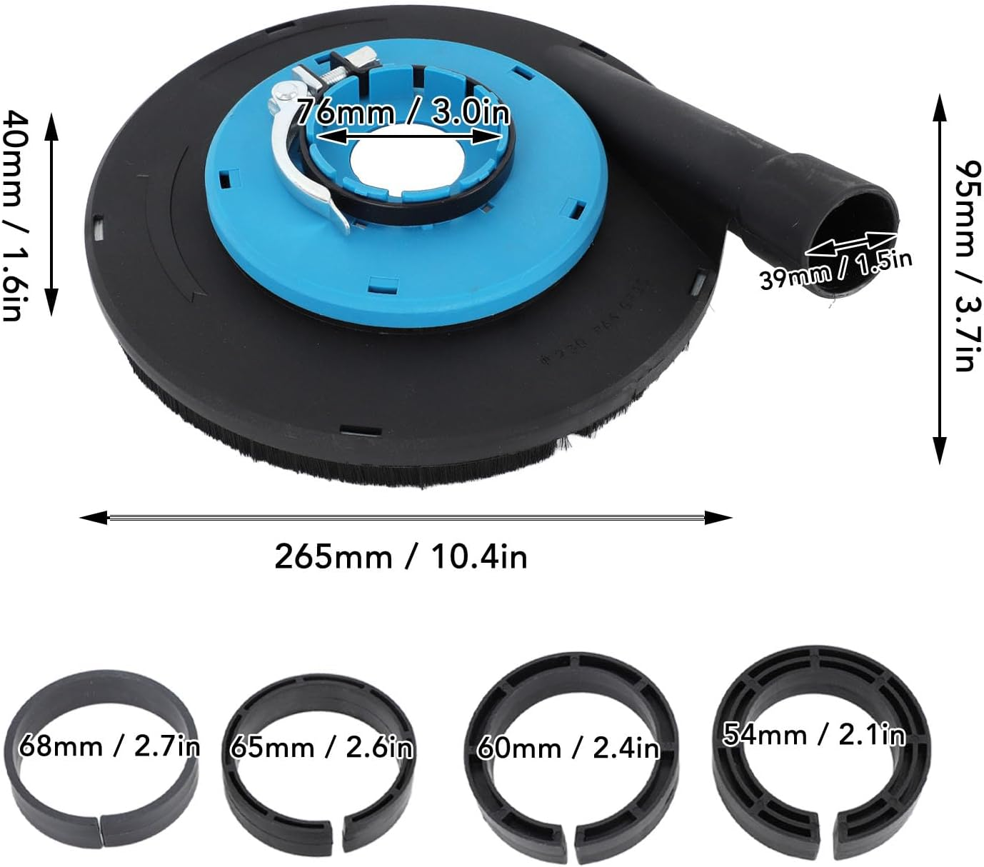 9 Inch Angle Grinder Dust Shroud, Safe and Reliable Efficient Filtration Polishing Surface Grinding Dust Shroud for Stone, Floor, Concrete, Blue Black image number 2