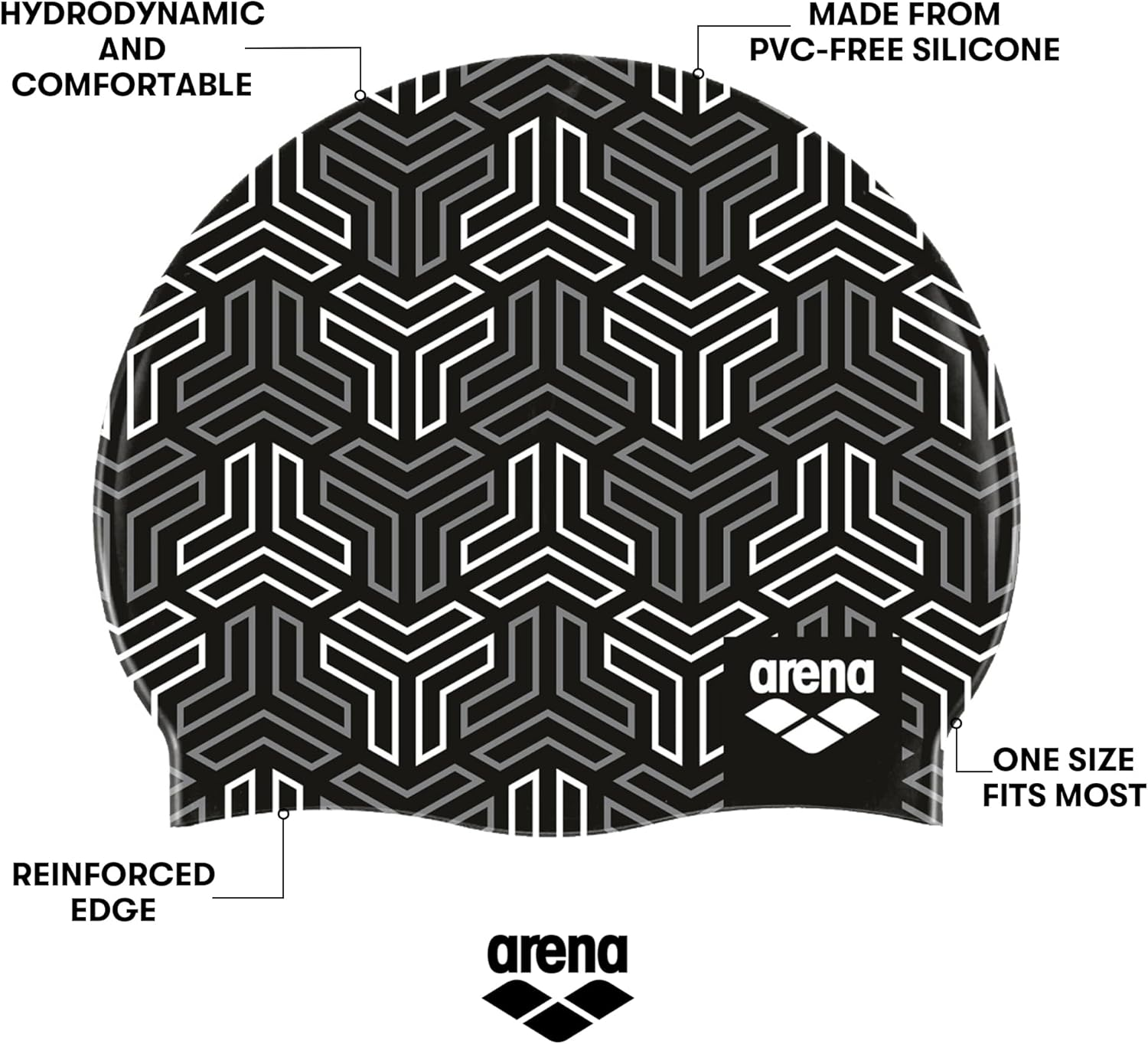 Arena Silicone Unisex Swim Cap for Women and Men, Prints and Solid Colors - Fluorescent Red image number 3