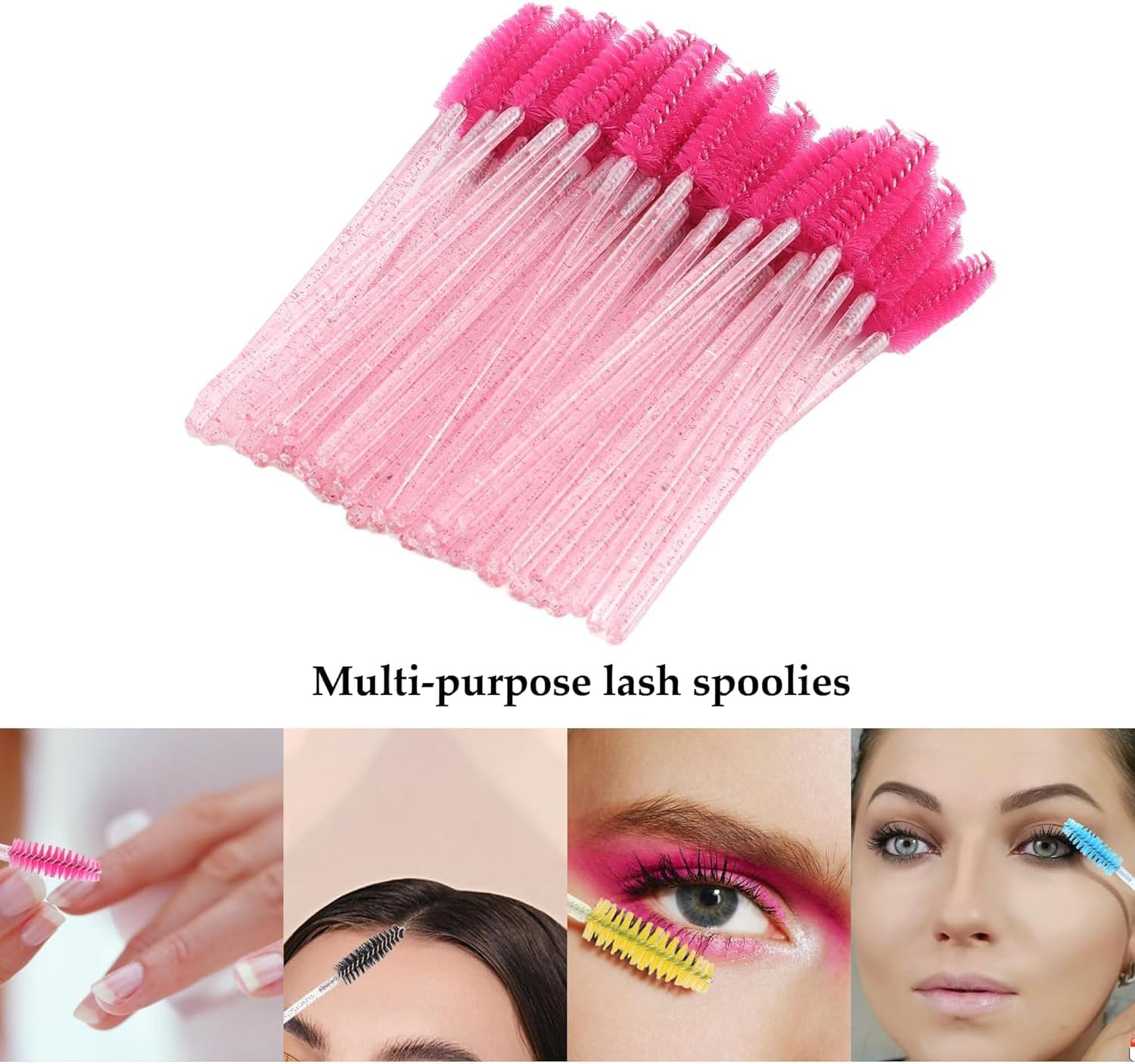 Disposable Eyelash Spoolies for Extensions & Mascara, 500PCS Lash Brushes with Crystal Tube for Home Salon Use, 2 in 1 Spoolie Wand and Lash Applicator - SZTTY image number 6