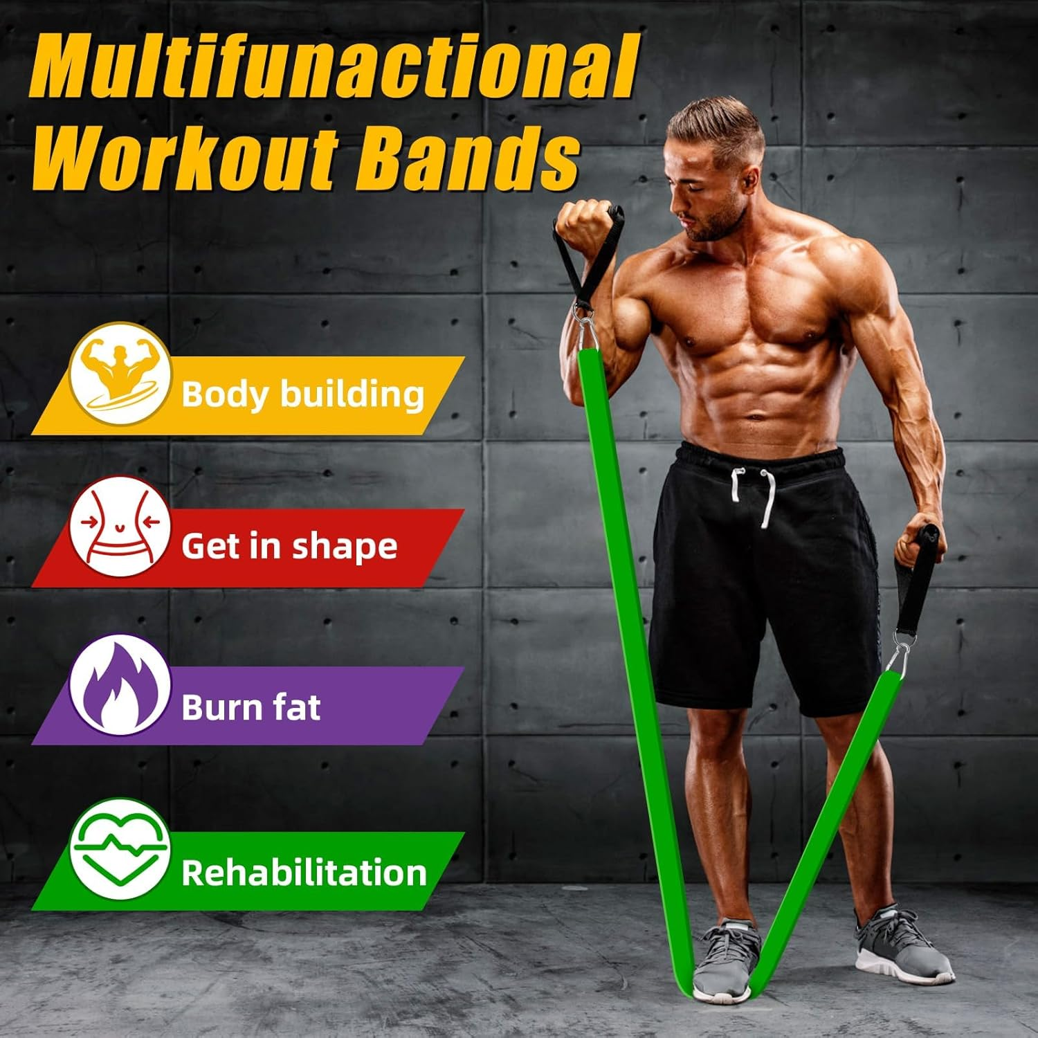 ZERIFAM Resistance Bands Set, 5 Pack Sports Exercise Band Strength Training with Door Anchor and Handles, Assist Straps for Pull Ups, Resistance Bands for Men Women, Workout Bands for Home or Gym image number 5