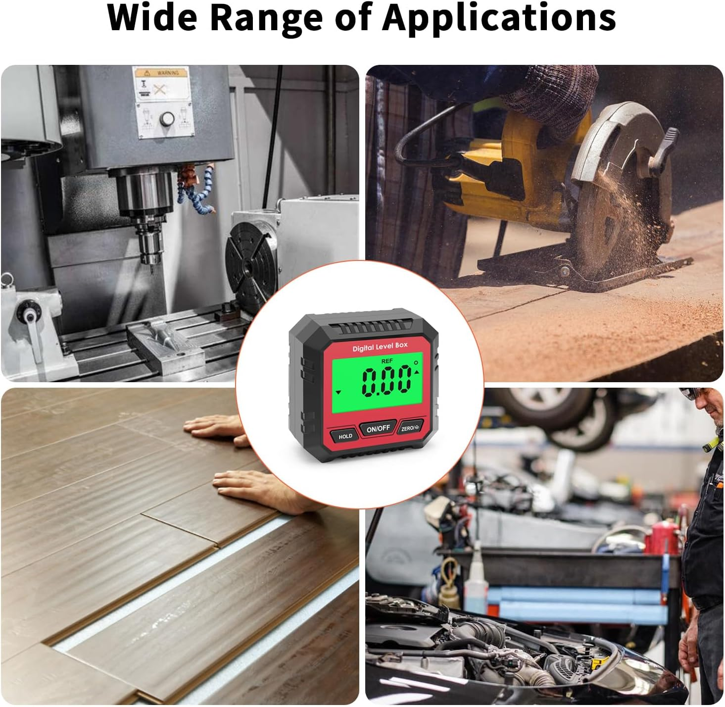 QUMOX Digital Angle Gauge Magnetic Protractor Inclinometer Level Angle Finder Angle Cube Level Box with Magnetic Base and Backlight (Red) image number 3