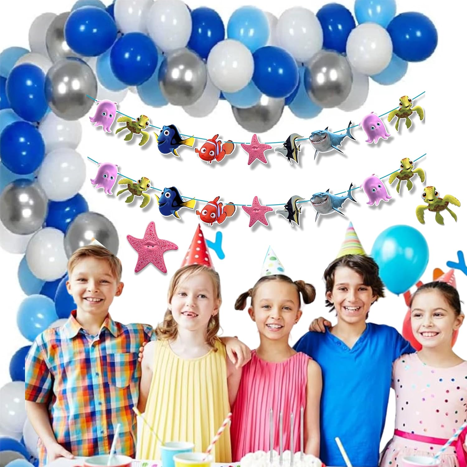Findng Nmo Garland Decoration &ndash; Ocean-Themed Birthday Party Banner for Kids, Cute under the Sea Hanging Decor for Nmo-Inspired Celebrations image number 3