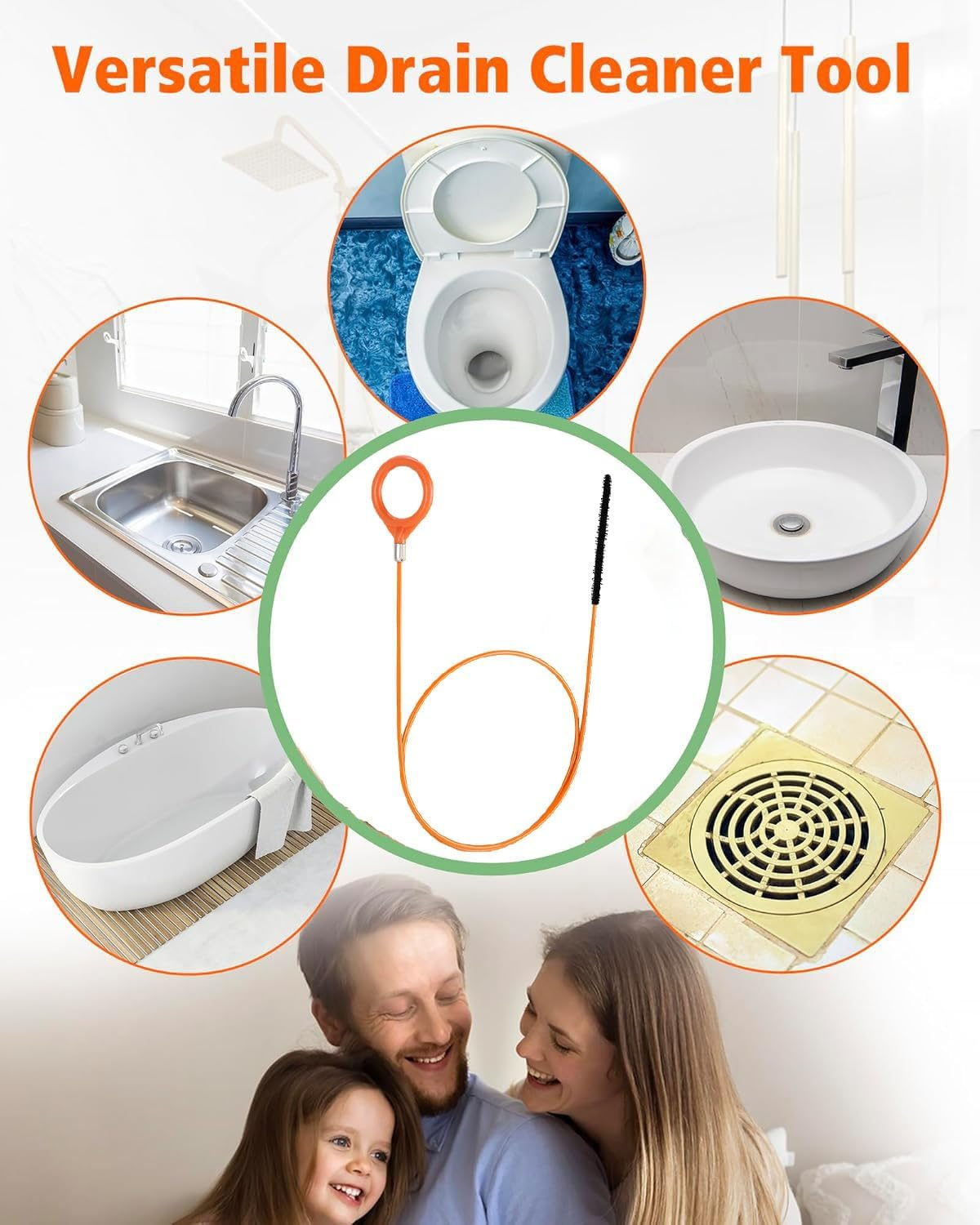 130 CM Sink Snake Hair Drain Clog Remover, Anti-Break Steel with Nylon Coating Flexible Shower Drain Cleaning Tool Plumbing Snake for Shower Drain, Kitchen Bathtub, Bathroom Sink Cleaning (3 Pack image number 5