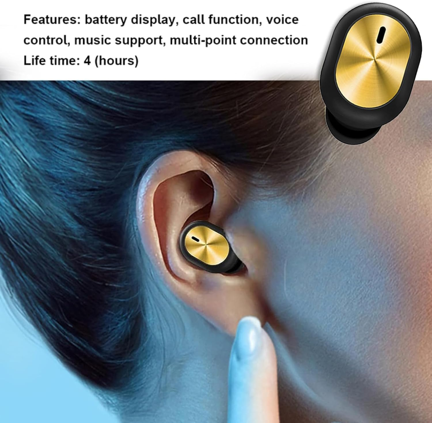 Hjatirace Wireless Earbuds, Single Ear Game Earphones, Mini Portable Earbuds for Jogging Outdoor Hiking Driving Airplane Meetings Cycling Workout Commuting