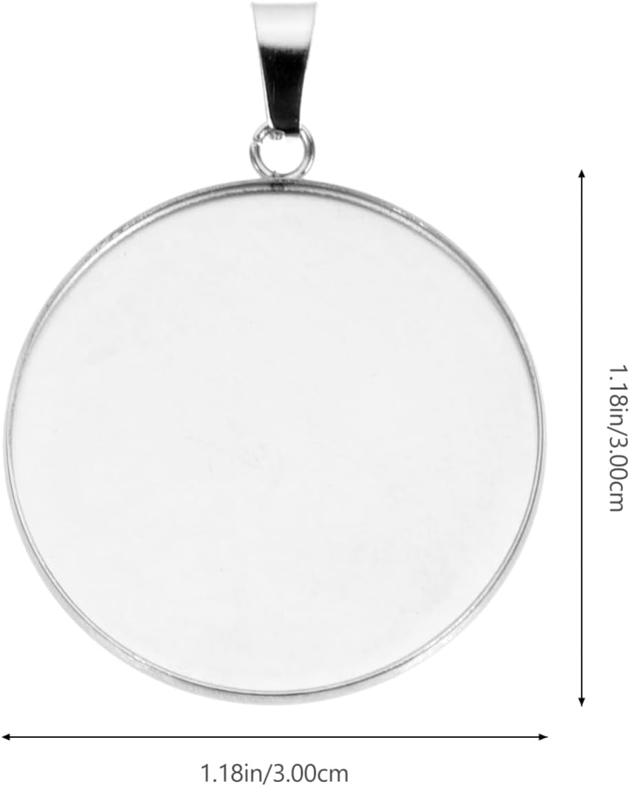 TEHAUX 20Pcs Stainless Steel round Pendant Trays Kit for DIY Jewelry Making, 30Mm Silver Bezel Settings for Neck Chains and Necklaces image number 4