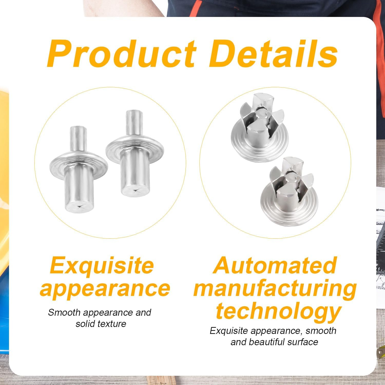 100Pcs Hammer Rivets, Aluminum round Head Rivets Percussion Rivets Solid Rivets Percussion Type Expansion Rivets for Home Electronics image number 1