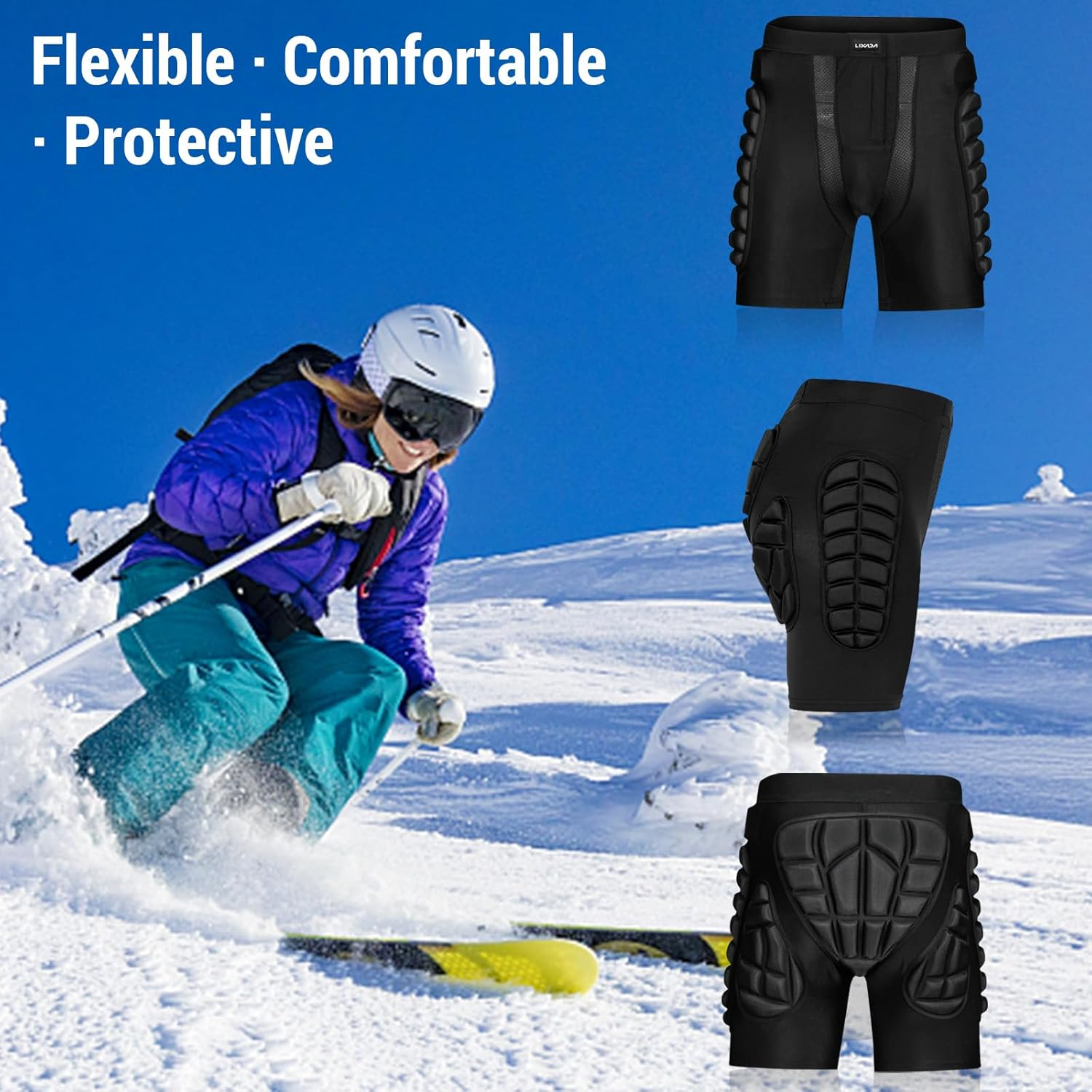 3D Padded Shorts Skateboarding Snowboarding Skiing for Women Men image number 5