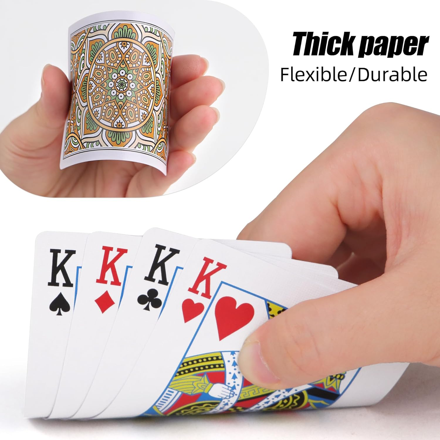 Neasyth Playing Cards, 2 Pack for Adults and Kids, Poker Size, Classic Style, Unisex, Green+Orange, 2 Decks, 168 Grams, Ages 0-6 image number 6