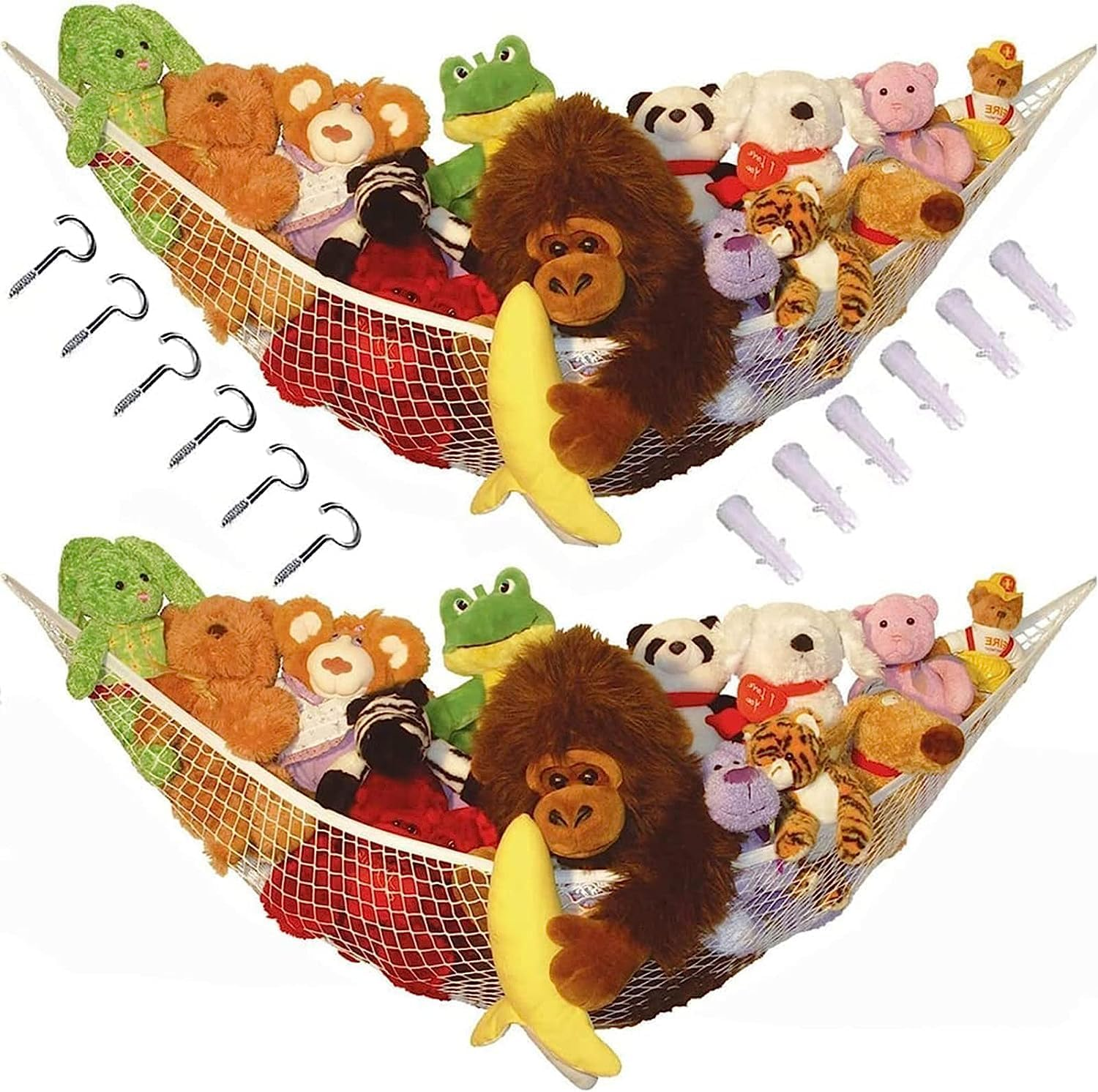 2Pcs Stuffed Animal Storage Net Hammock, Betterjonny Toy Storage Hammock Large Mesh Toys Holder Net Organizer Wall Sling Corner Storage Net for Store Plush Dolls image number 4