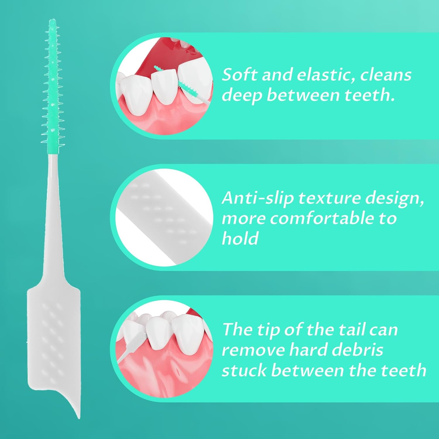 300 Pcs Dual-Use Interdental Brushes Disposable Dental Picks Soft Silicone Interdental Brush Premium Dental Floss Picks for Adults Teeth Health Cleaning Tools (Green) image number 6