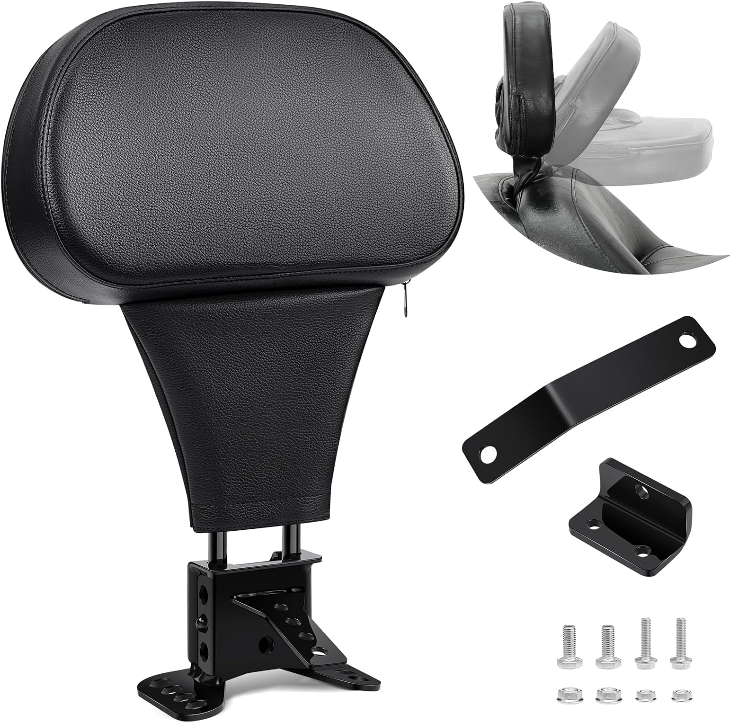 PBYMT Driver Rider Backrest, Adjustable Plug-In Back Rest Fit for Harley Davidson Touring Street Glide Road Glide Electra Glide Road King 1997-2024, Black image number 6
