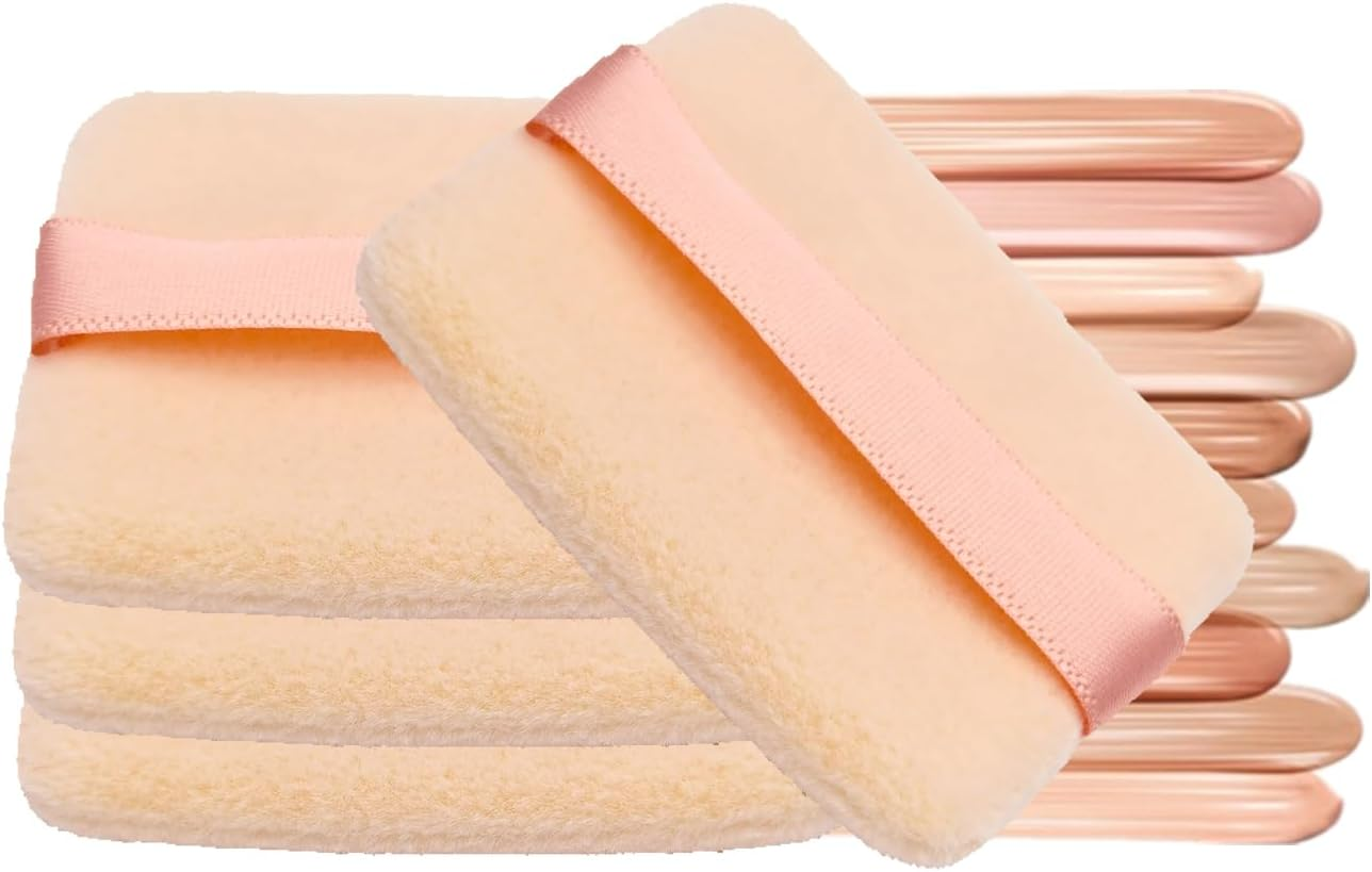Ksvsonrvi Powder Puffs Set, 4PCS round Flocking Makeup Powder Puffs 2.16 Inches Replacement with Storage Box