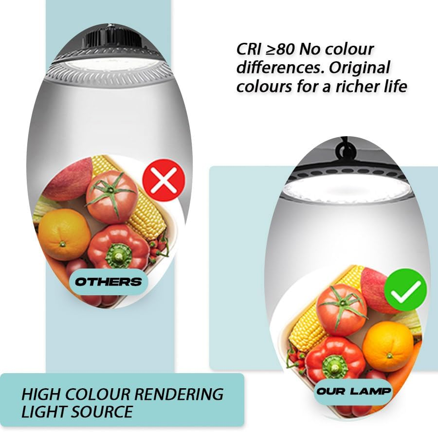 PORIYA 100W/300W/500W UFO LED High Bay Lights,6500K&Ip 65 Waterproof LED Light,Hangable with Hook/Chain, Plug-In for Factories, Warehouses, Workshops, Stores, Garages, Gyms, & Industrial Sheds image number 6