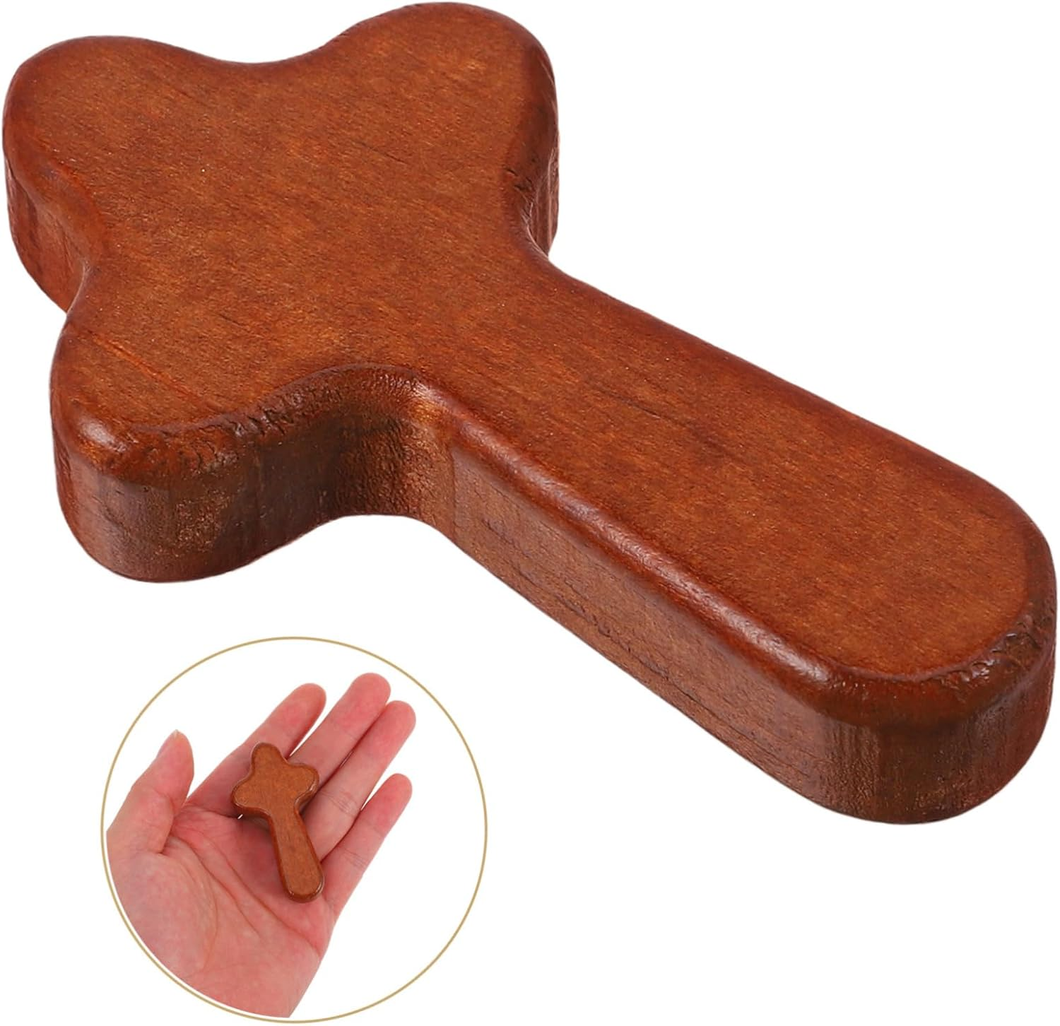 ZUNOXAZ 3Pcs Small Hand Held Wooden Jesus Crosses Prayer Crosses Pocket Cross for Christian Gifts image number 6