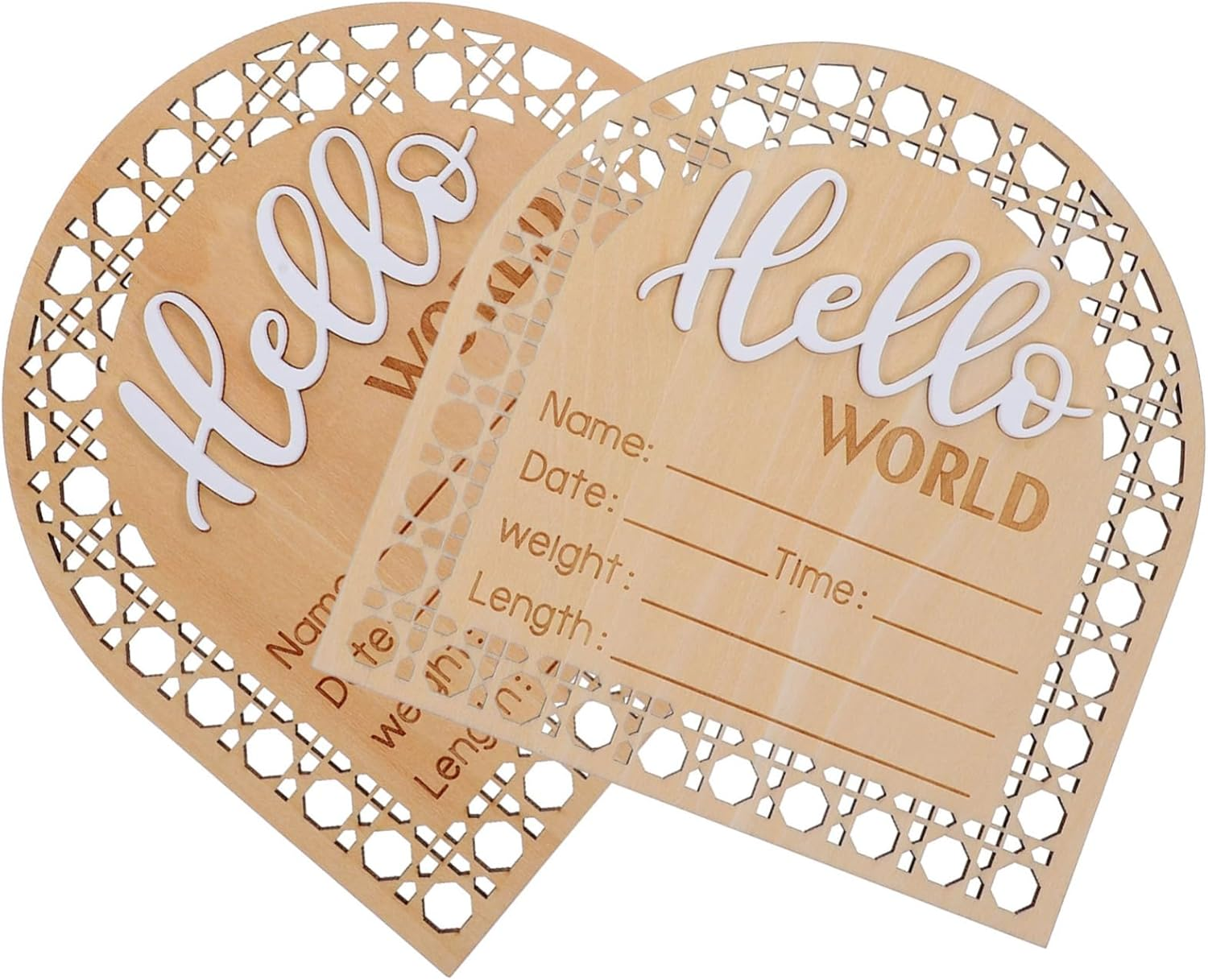 2Pcs Birth Announcement Wooden Sign Newborn Card Wood Name Sign for Nursery Decor image number 3