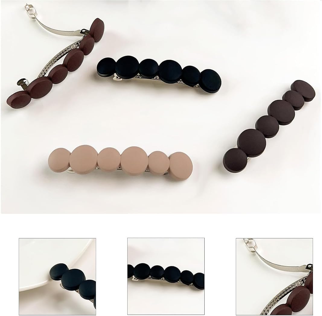 Bangbobi Set of 4 French Hair Clips, Small, Automatic Hair Clip Set Made of High-Quality Acrylic, Vintage Design for Medium to Long Hair