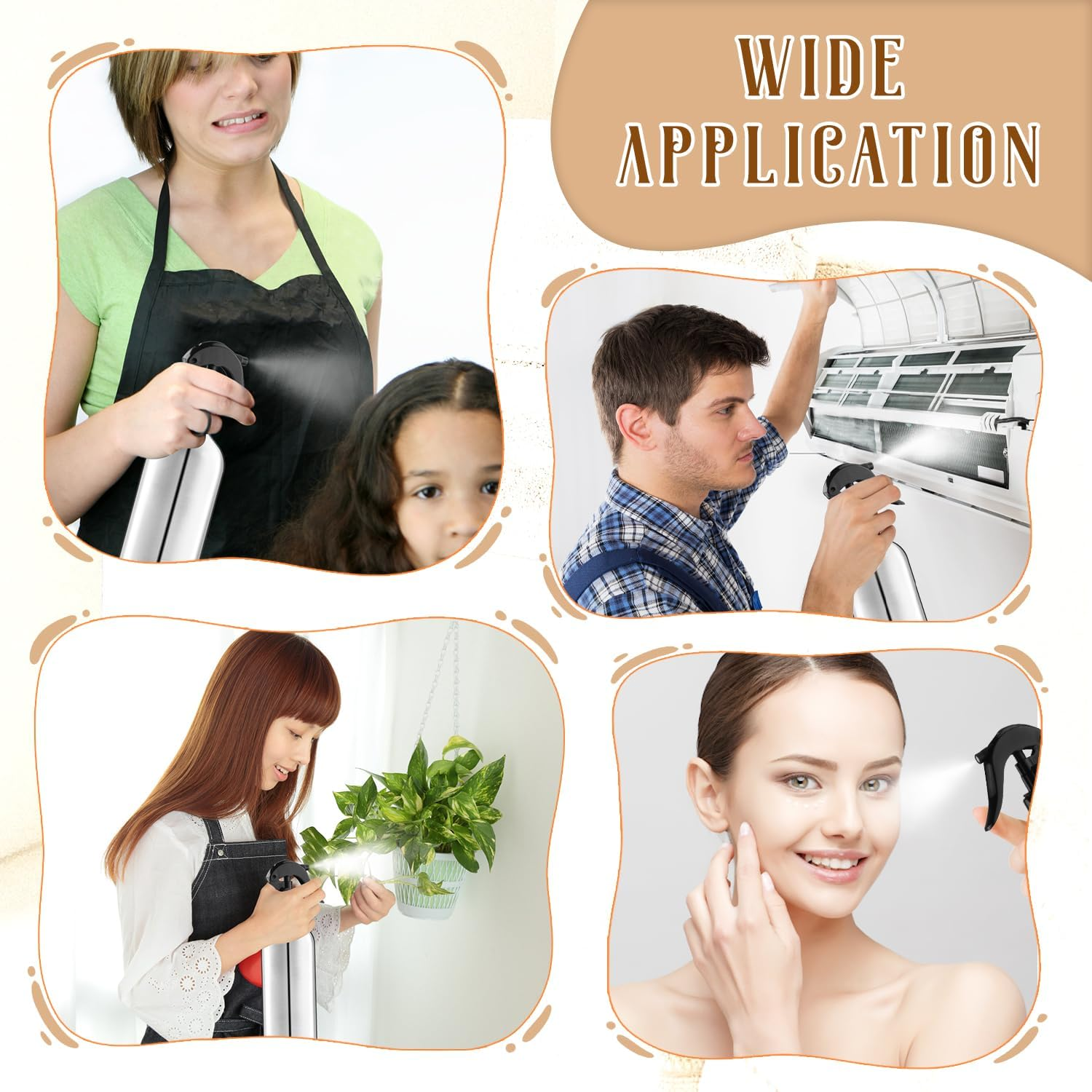 Dynnndy 3 Pack Aluminum Spray Bottles with Adjustable Nozzle 500Ml/17Oz Silver Metal Fine Mist Atomizer Refillable Sprayer for Hairdressing Watering Plants Cleaning Cooking image number 4