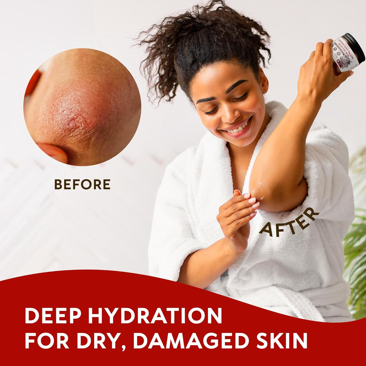 Beef Tallow for Skin - Whipped Grass-Fed Moisturizer with Wild Honey & Beeswax, Natural Face & Body Care, Deep Hydration, Anti-Aging, Sensitive Skin Safe, 100% Organic Balm (4.3 Ounce (Pack of 1)) image number 3