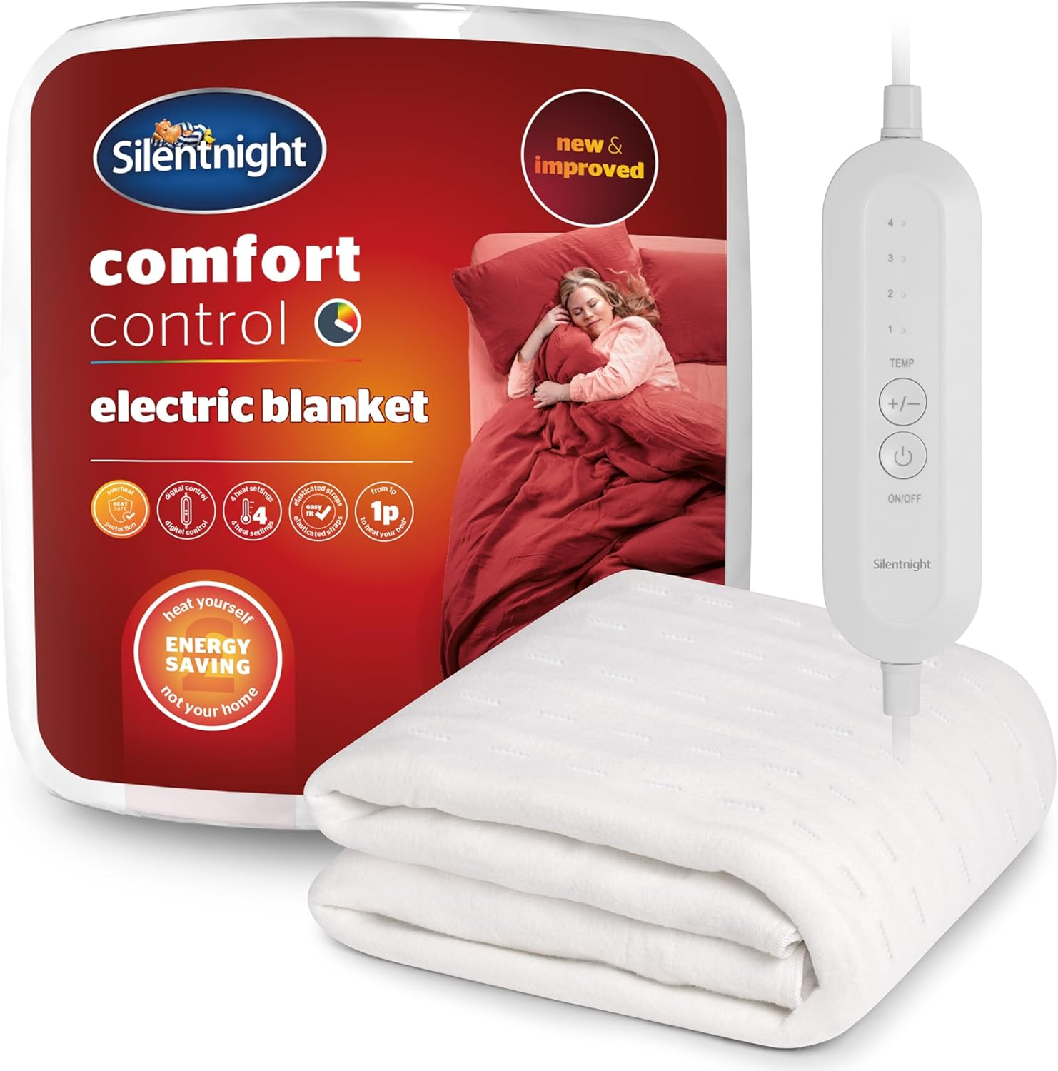 Silentnight Comfort Control Electric Blanket - Heated Underblanket with 3 Heat Settings, Fast Heat Up, Overheat Protection and Easy Fit Straps - Machine Washable - Single 135X72Cm image number 5